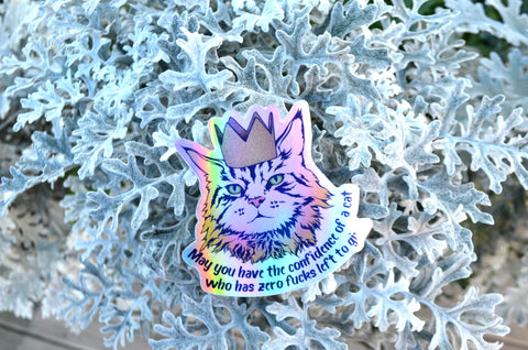 May You Have The Confidence Of A Cat Who Has Zero Fucks Left To Give: Feminist Laptop Sticker