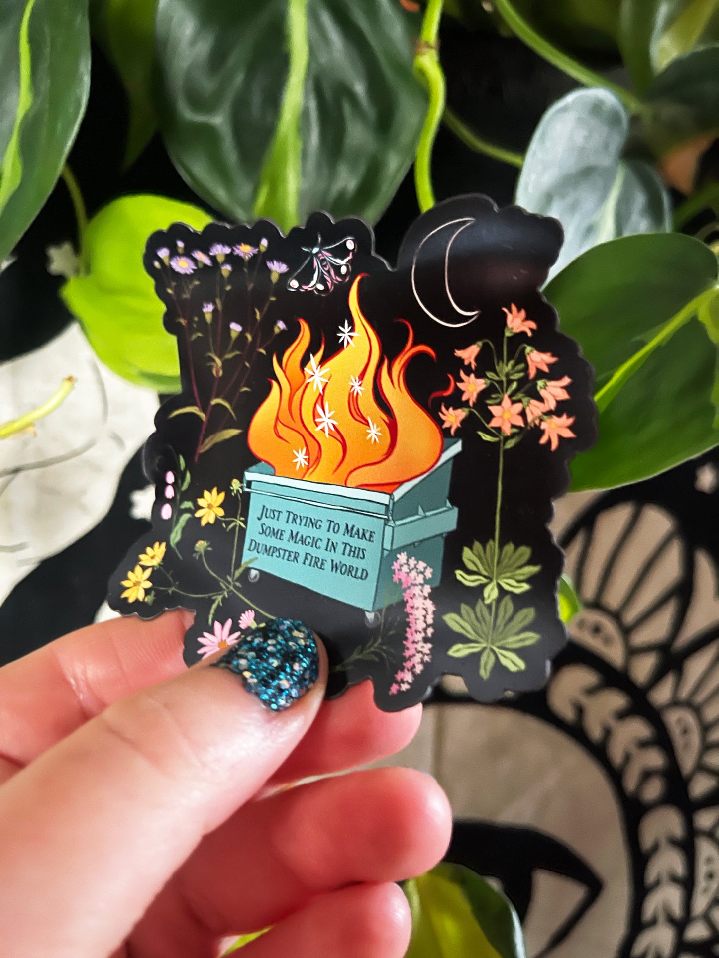 Just Trying To Make Some Magic In This Dumpster Fire World: Self Care Laptop Sticker