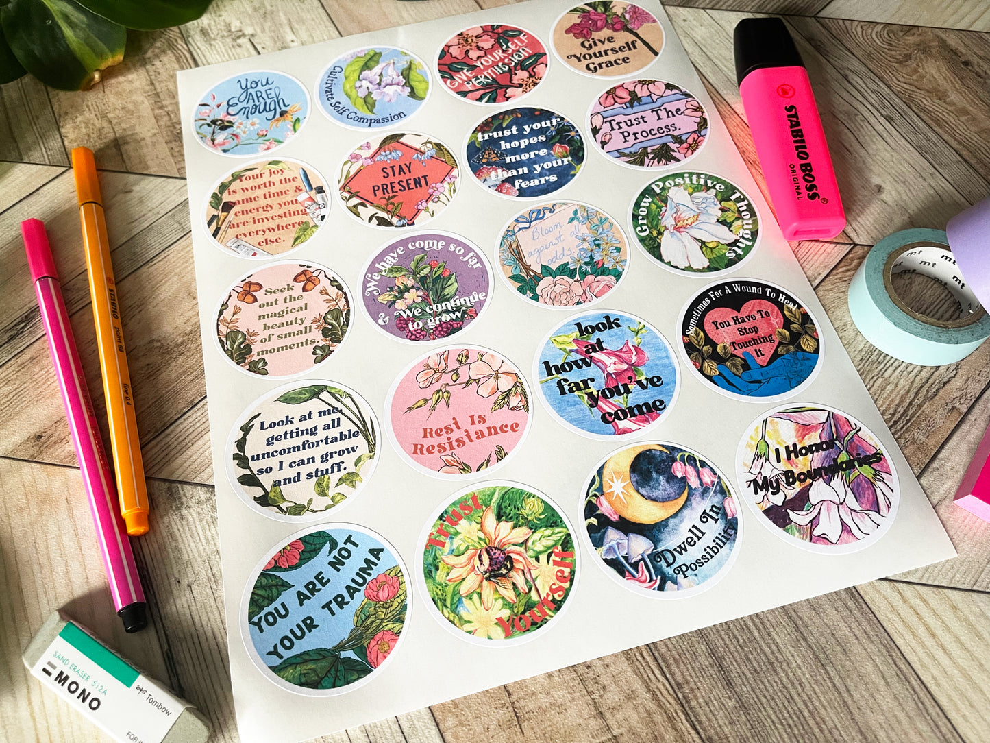 Quotes About Life: Feminist Self Care Sticker Sheet
