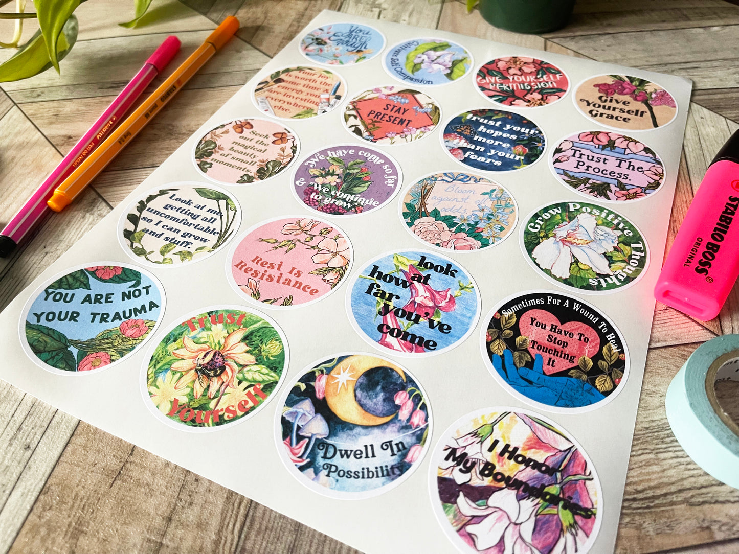 Quotes About Life: Feminist Self Care Sticker Sheet