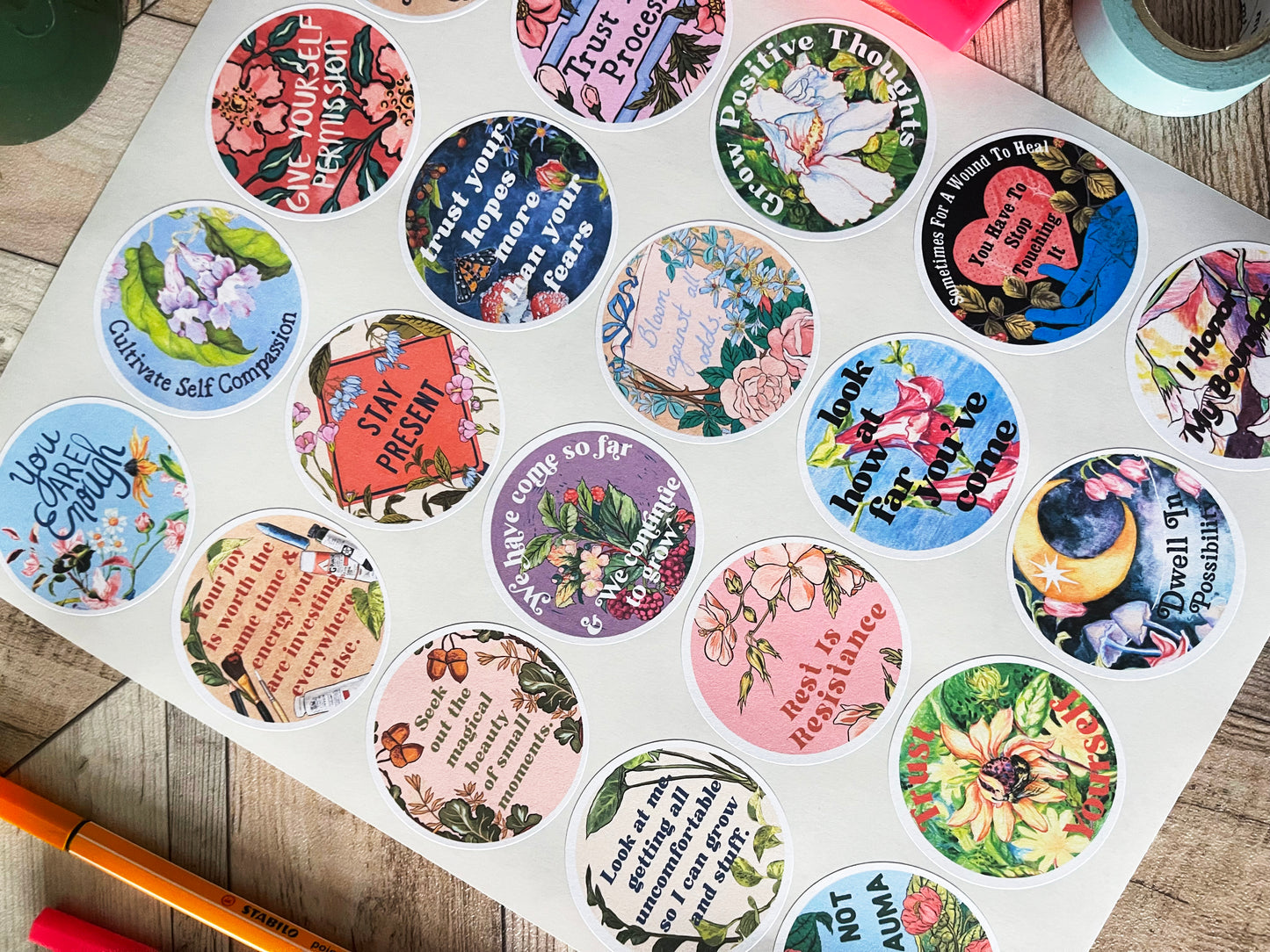 Quotes About Life: Feminist Self Care Sticker Sheet