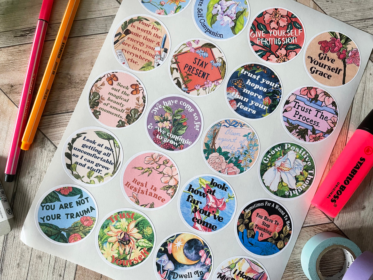 Quotes About Life: Feminist Self Care Sticker Sheet