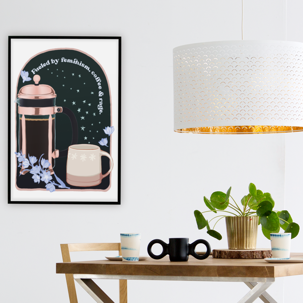 Fueled By Feminism, Coffee and Rage: Feminist Art Print