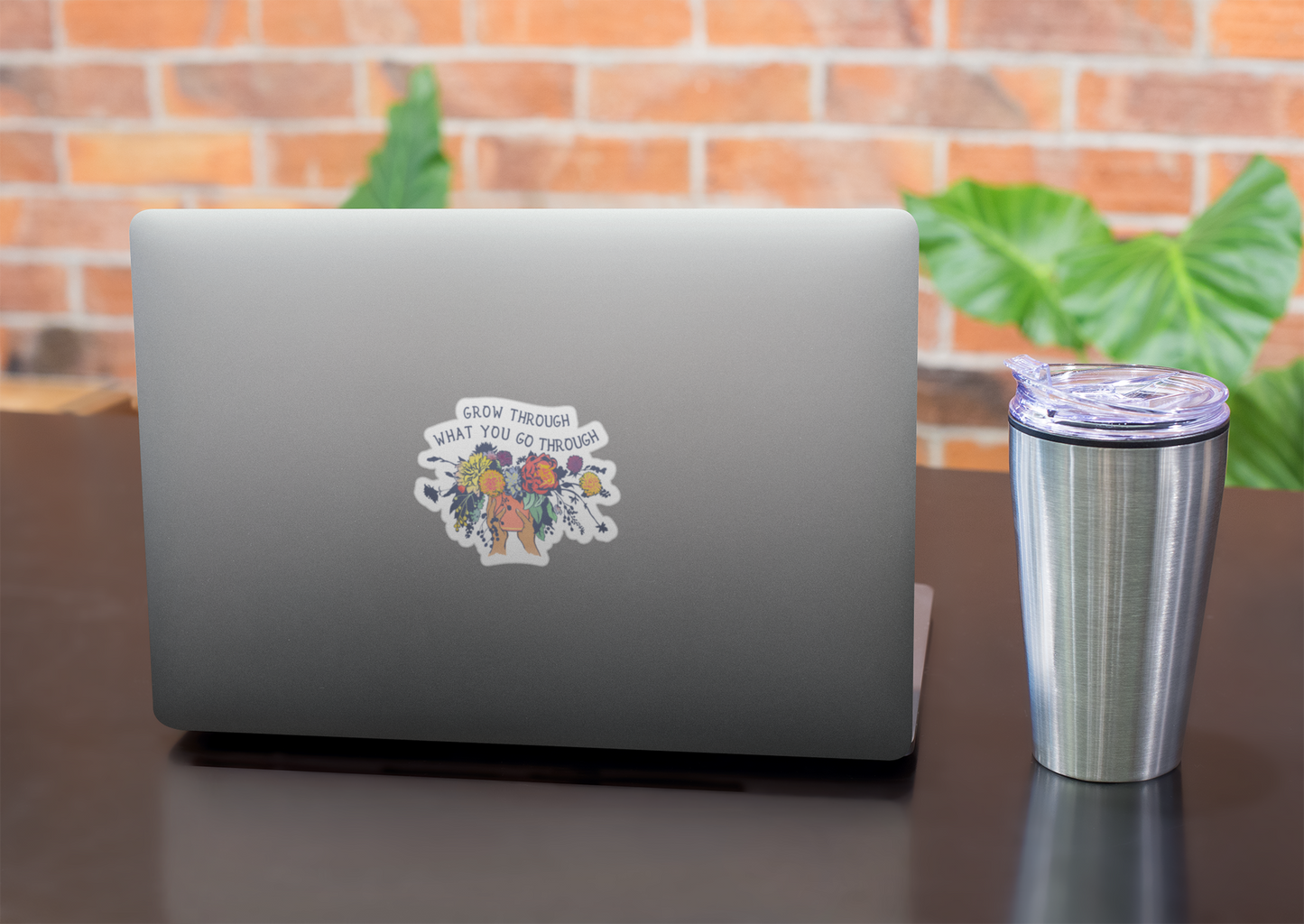 Grow Through What You Go Through: Self Care Laptop Sticker