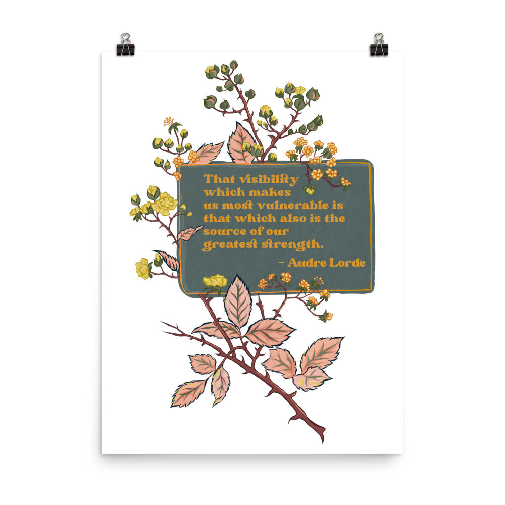 The visibility which makes us most vulnerable is that which also is the source of our great strength: Audre Lorde, Feminist Print