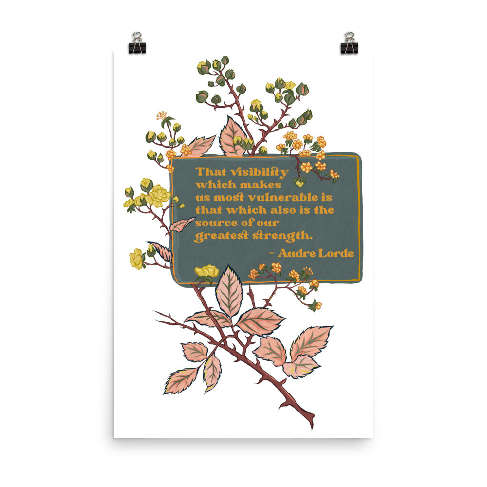 The visibility which makes us most vulnerable is that which also is the source of our great strength: Audre Lorde, Feminist Print