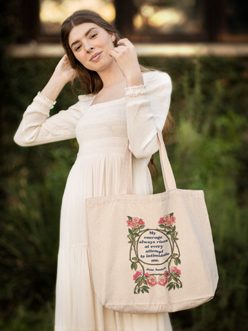 My Courage Always Rises With Every Attempt To Intimidate Me, Jane Austen: Large organic tote bag