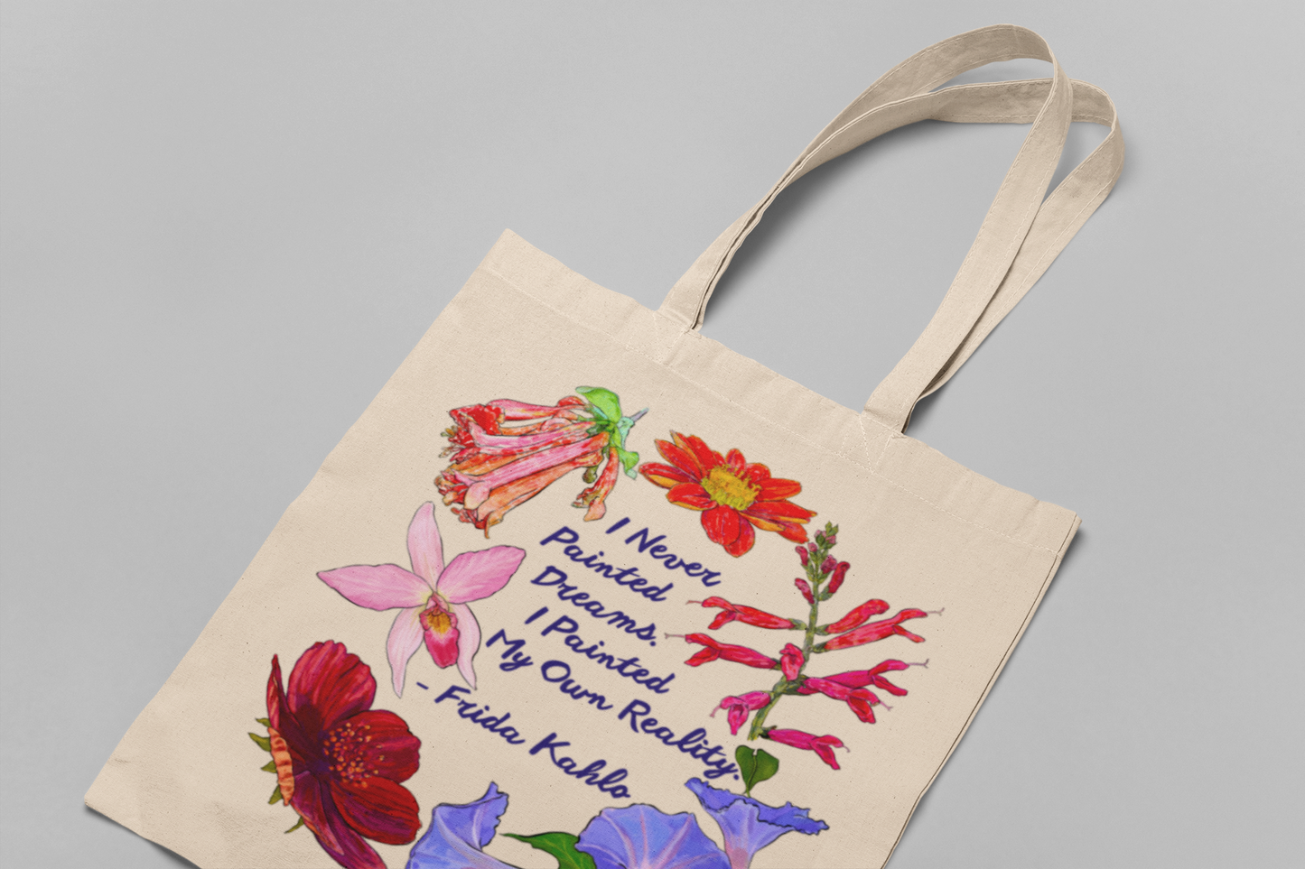 Frida Kahlo: I never painted dreams I painted my own reality, Canvas Tote Bag