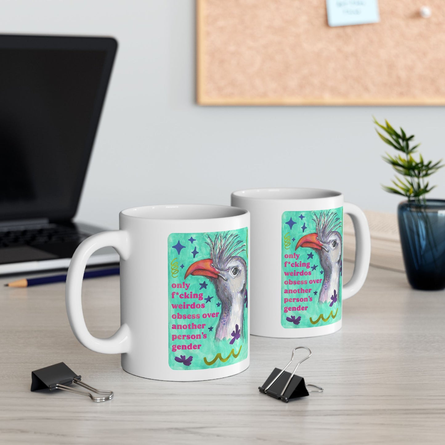 only f*cking weirdos obsess over another person's gender: feminist mug