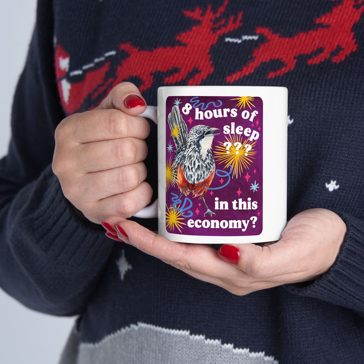 8 hours of sleep in this economy: feminist mug