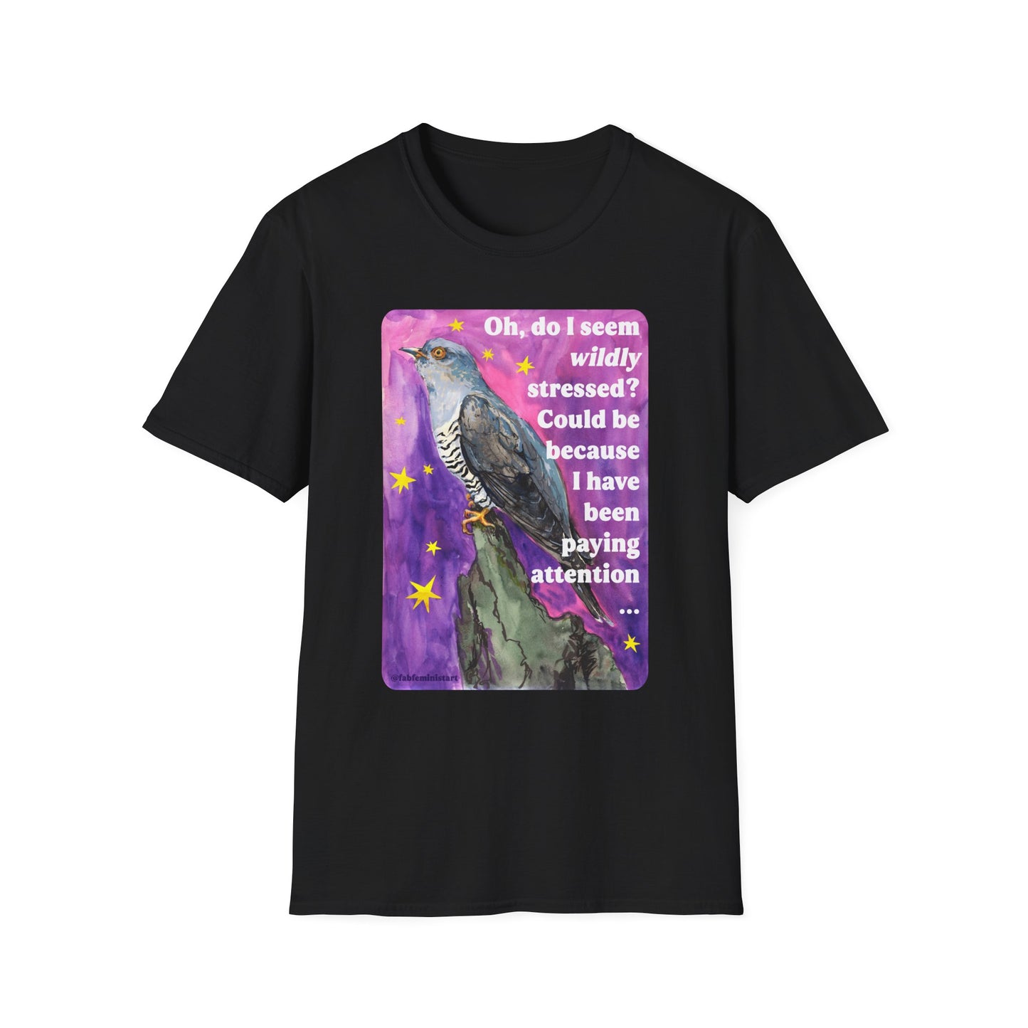 Oh, do I seem wildly stressed? Could be because I have been paying attention: feminist shirt