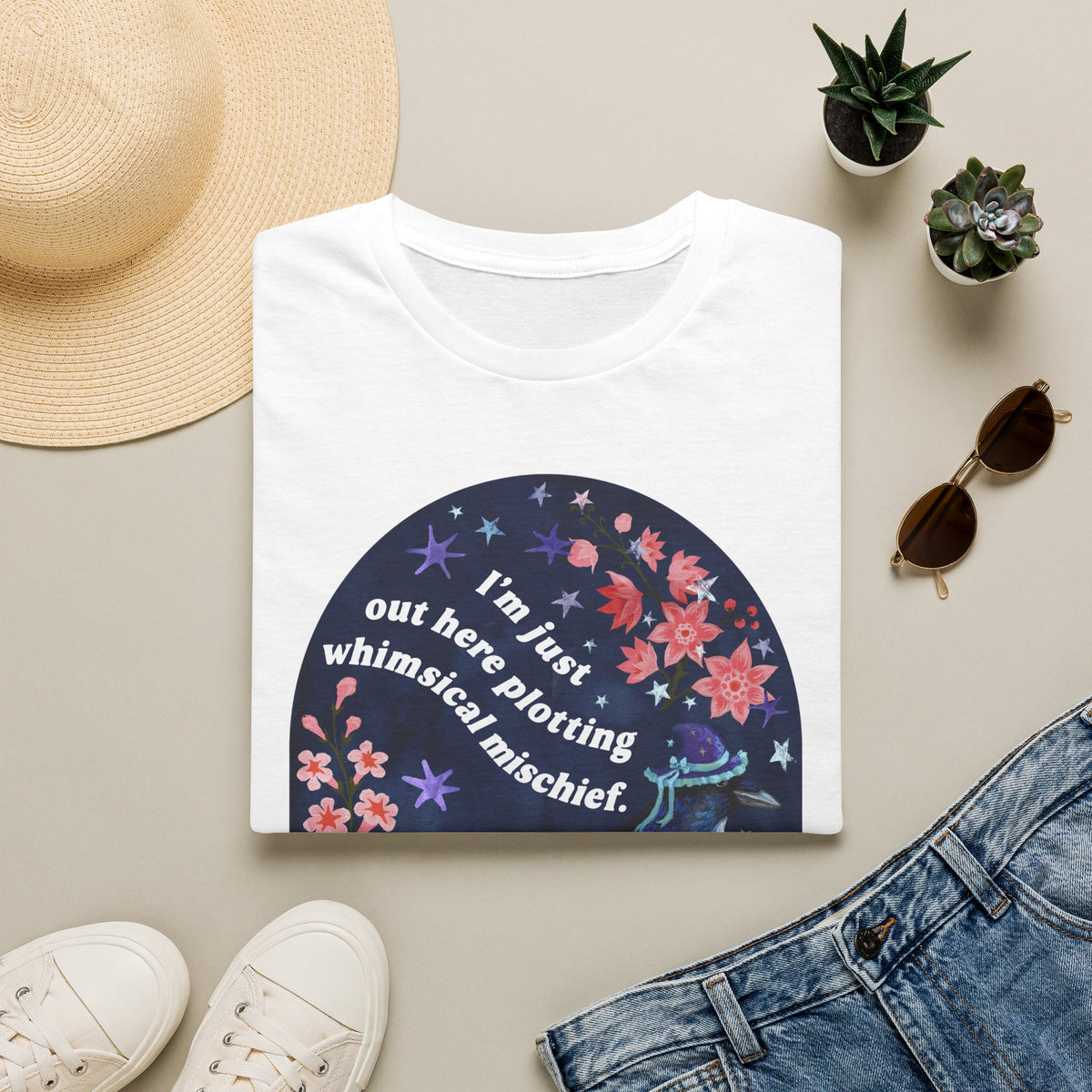I'm just out here plotting whimsical mischief: magpie tshirt