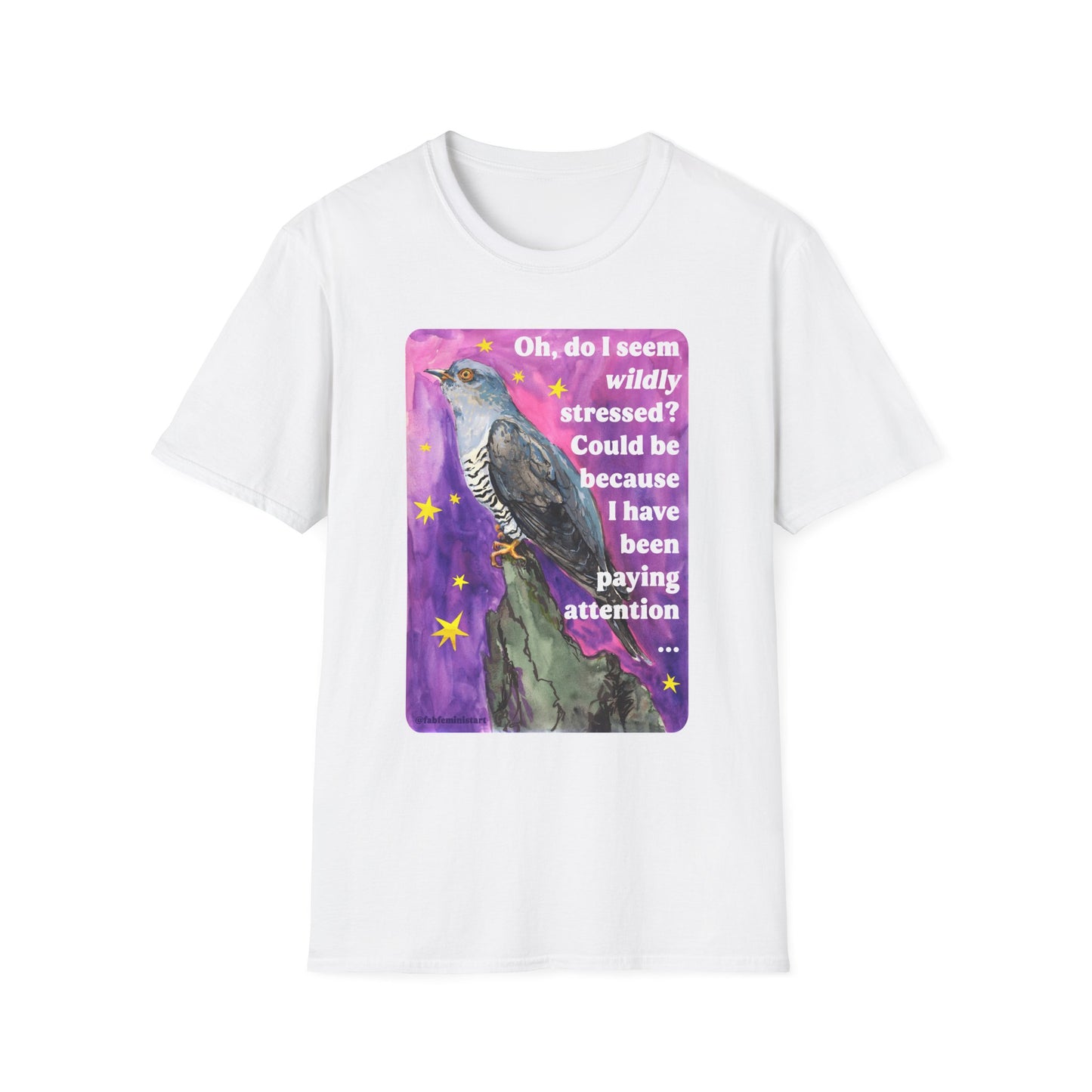 Oh, do I seem wildly stressed? Could be because I have been paying attention: feminist shirt