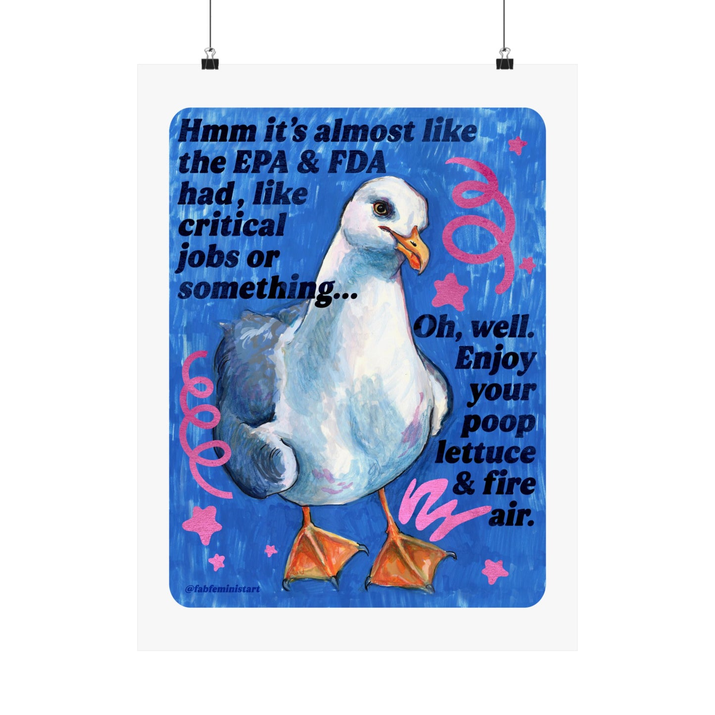 Hmm it's almost like the EPA & FDA had, like, critical jobs or something: feminist art print