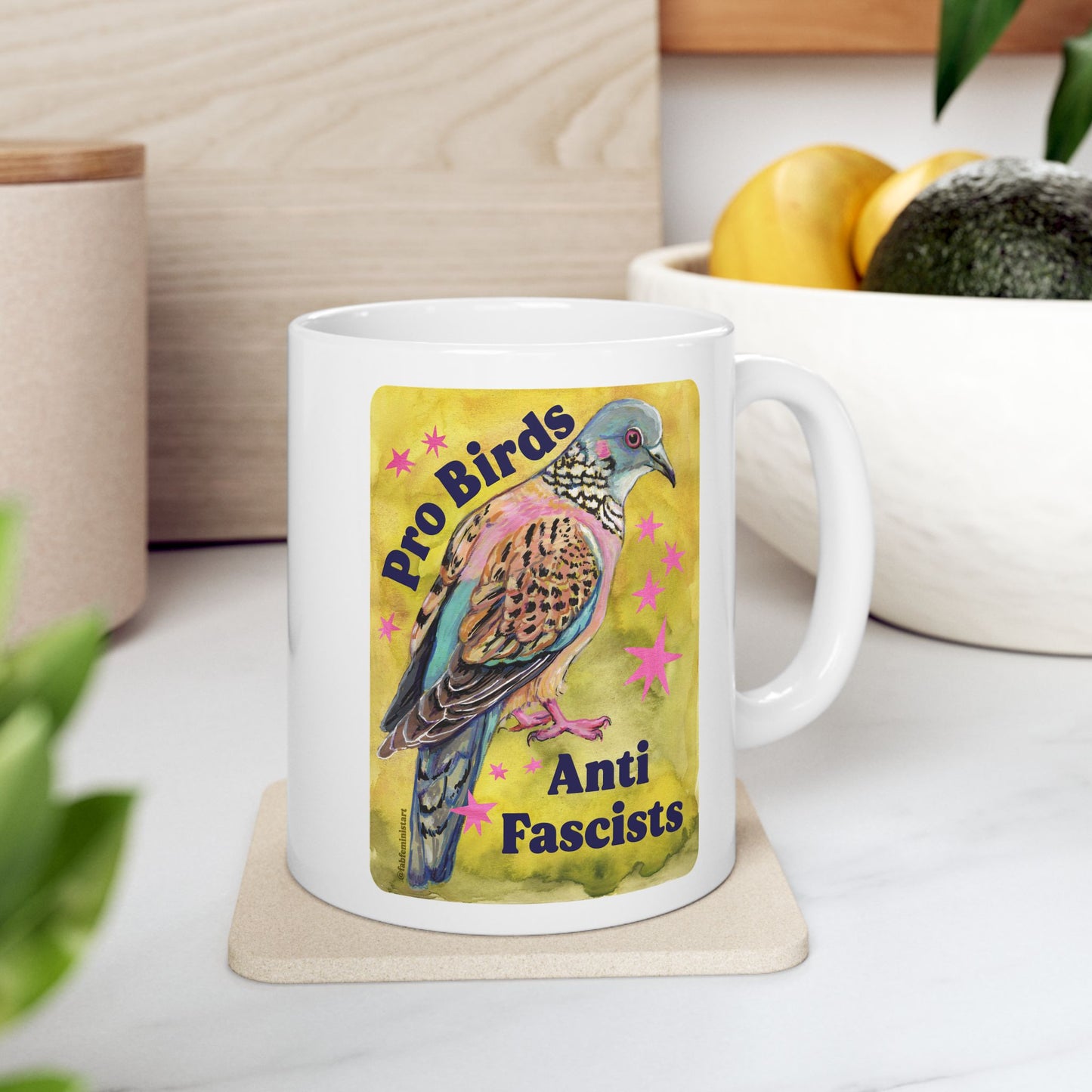 Pro Birds Anti Fascists: Feminist Mug