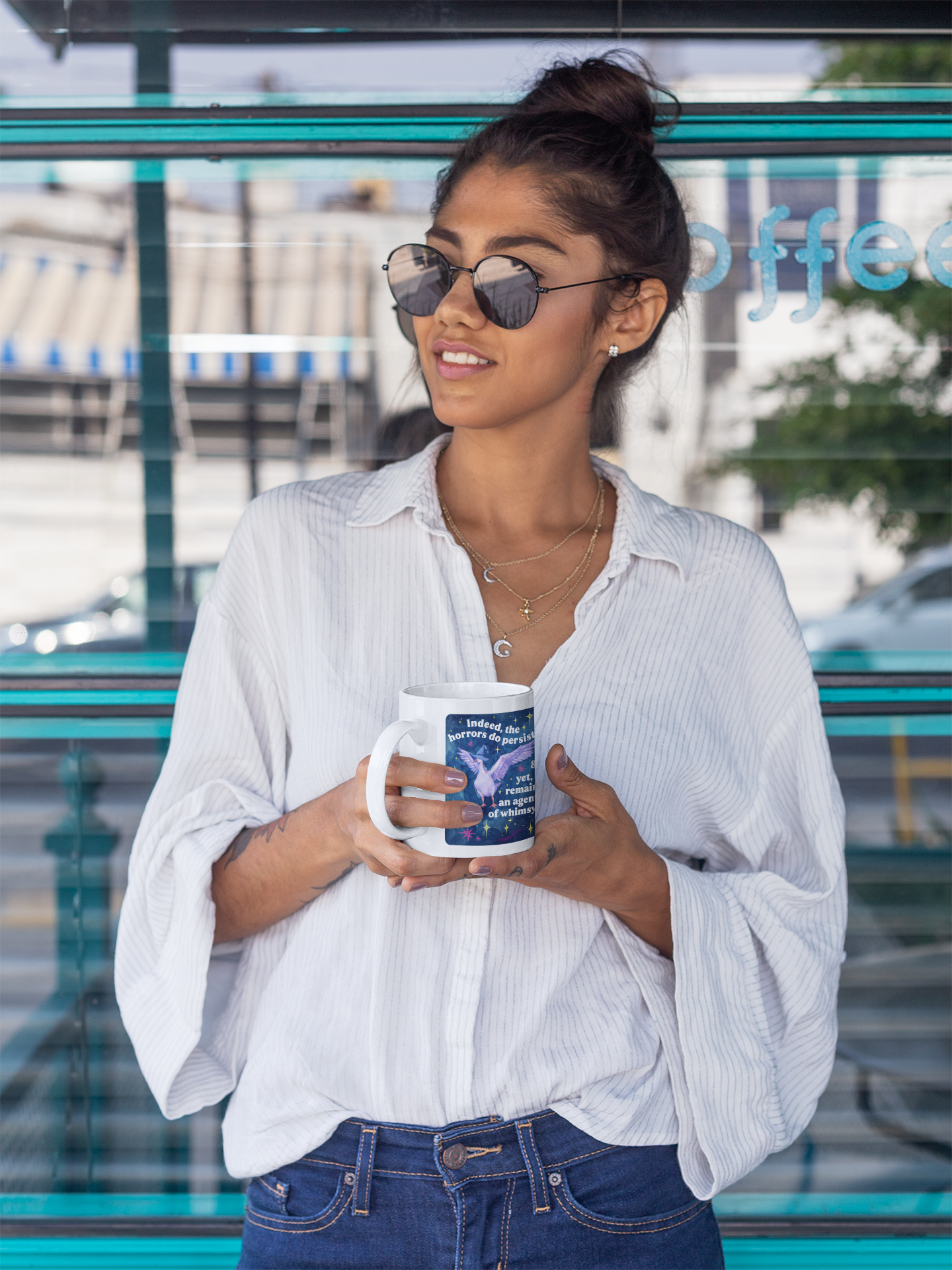 Indeed, the horrors do persist & yet, I remain an agent of whimsy: feminist mug