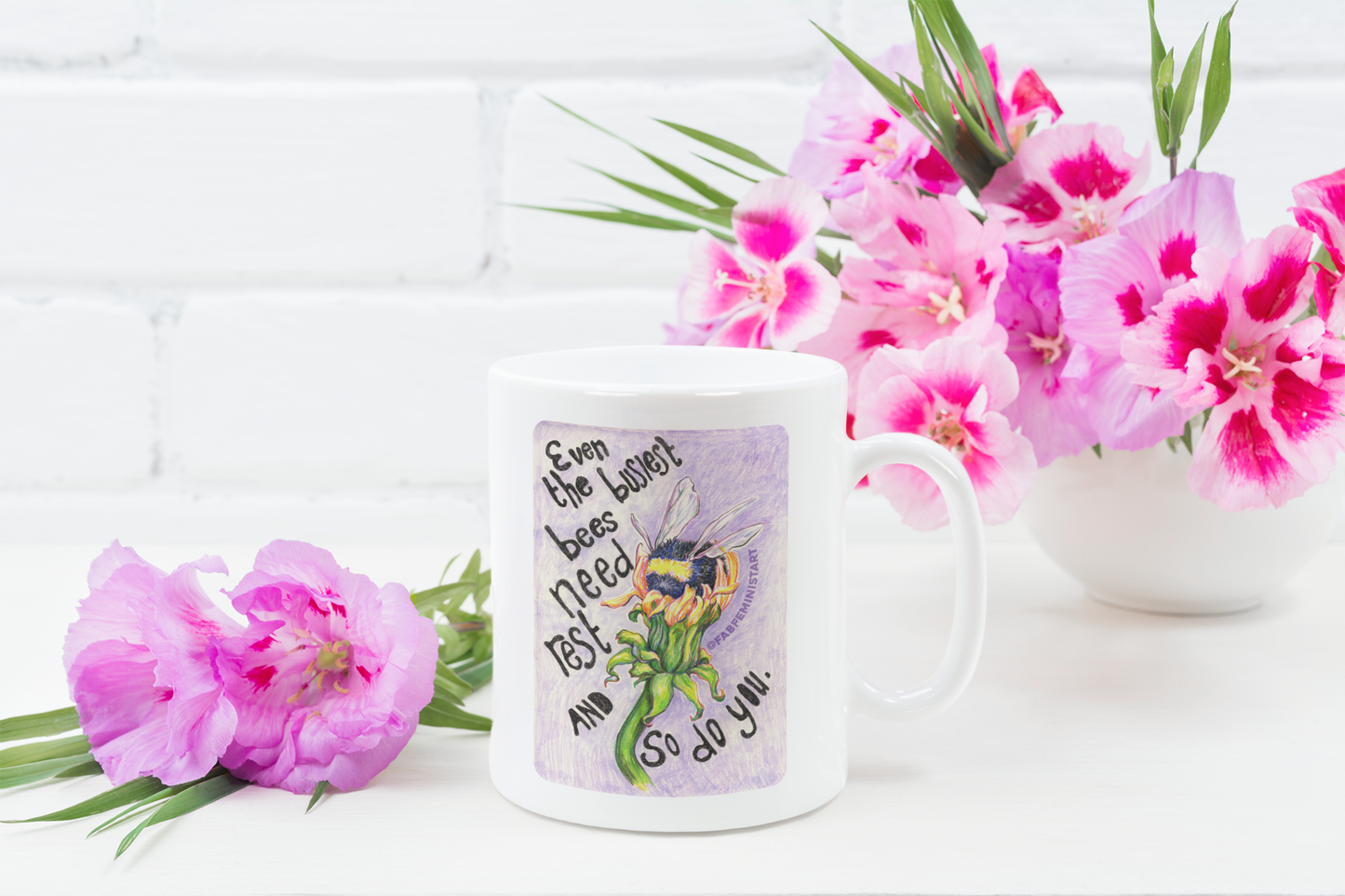 Even the busiest bees need to rest and so do you: Mental Health Mug