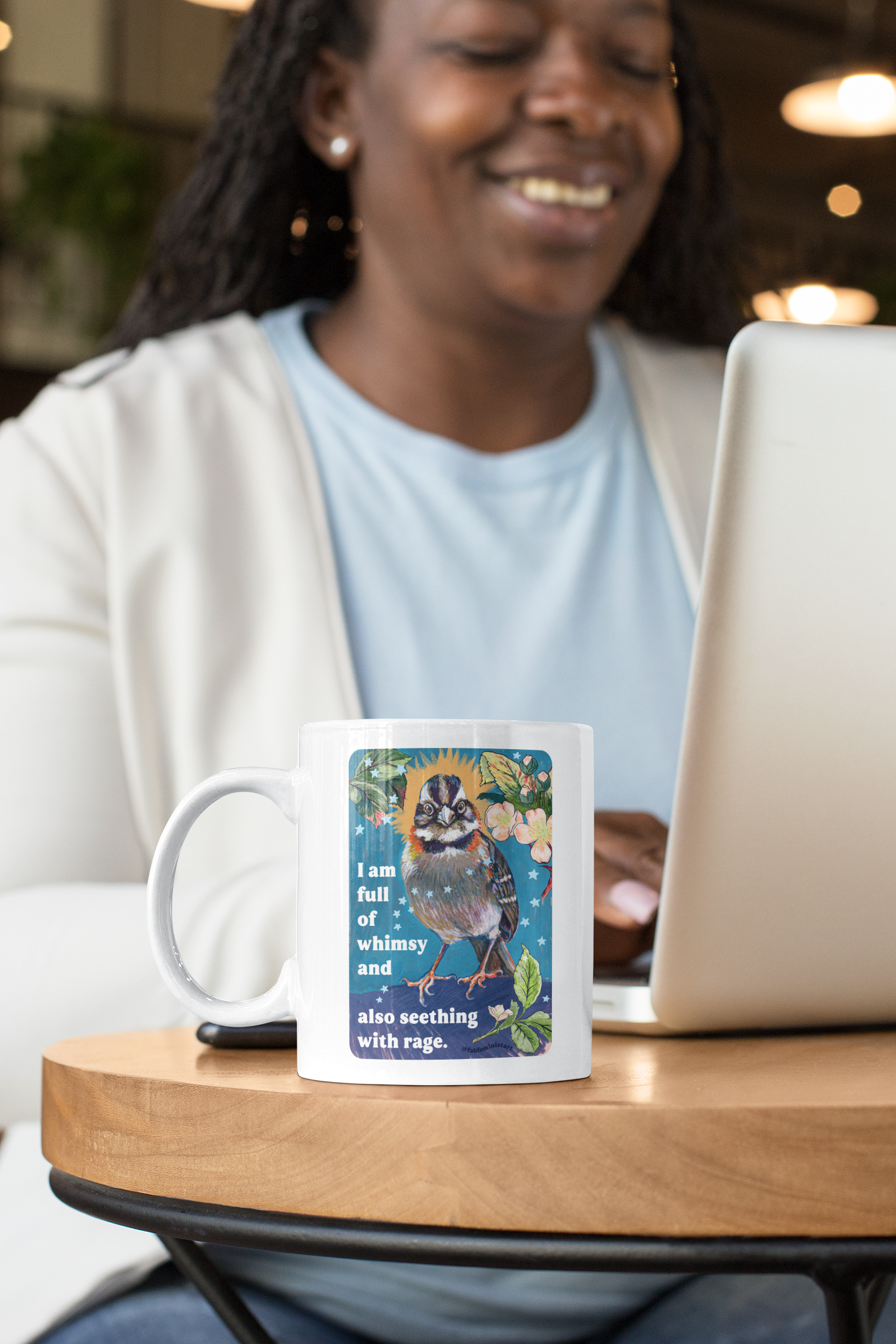 I am full of whimsy and also seething with rage: feminist mug