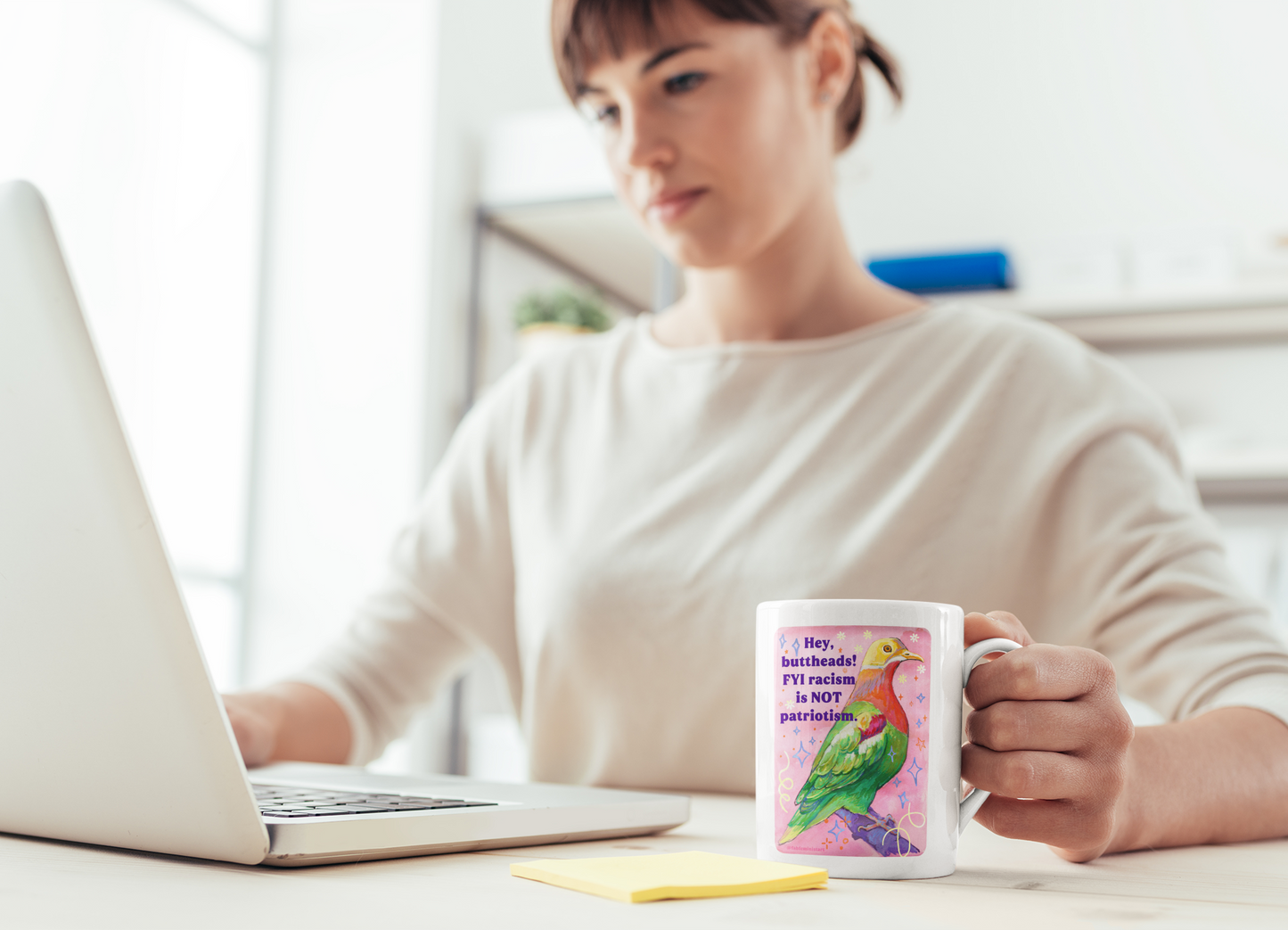 Hey Butthead FYI racism is not patriotism: feminist mug