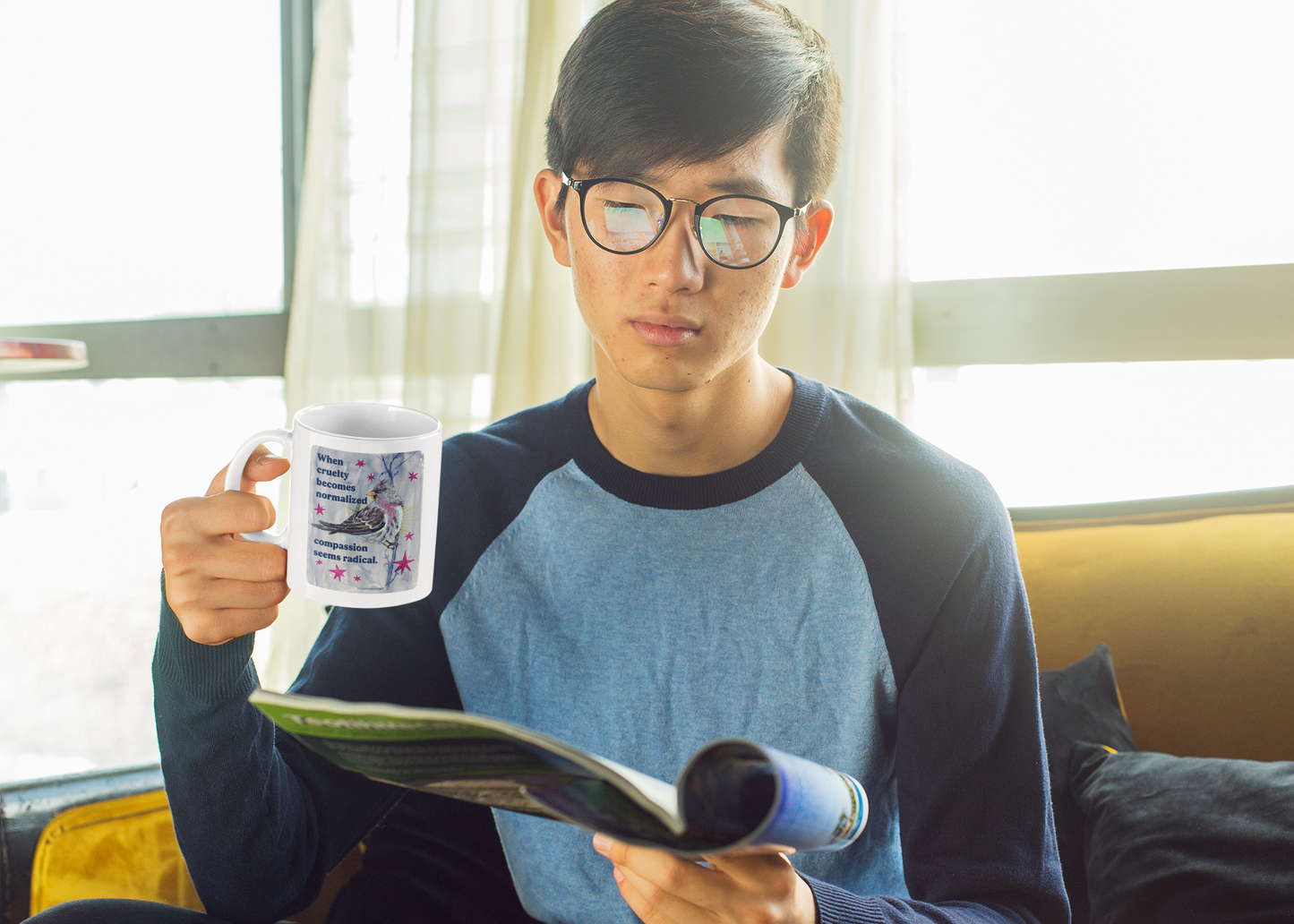 When cruelty becomes normalized compassion seems radical: feminist mug