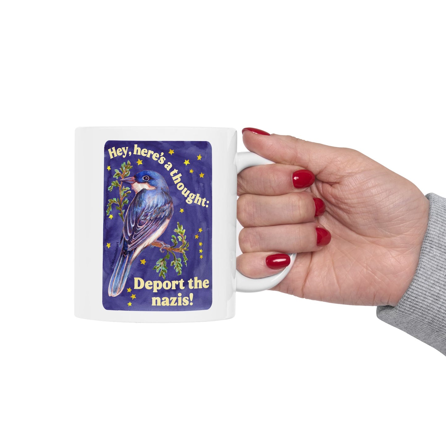 Hey here's a thought deport the nazis: feminist mug
