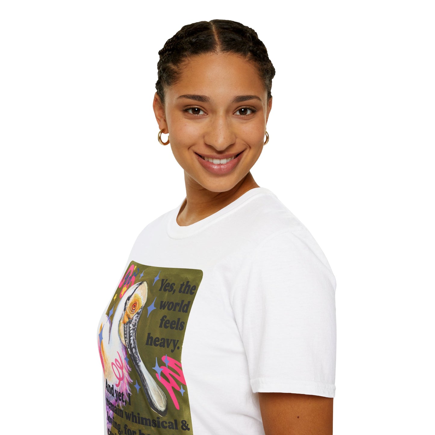 Yes, the world feels heavy. And yet, I remain whimsical & loving, for how else could I be: feminist shirt