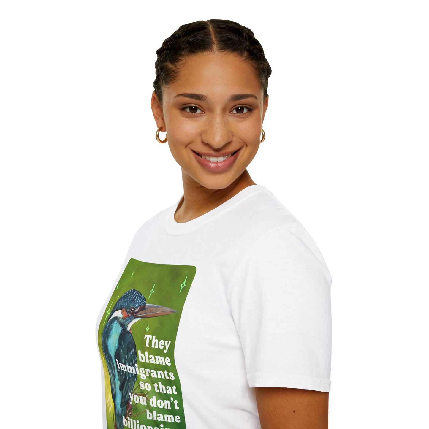 They blame immigrants so that you don't blame billionaires: feminist shirt
