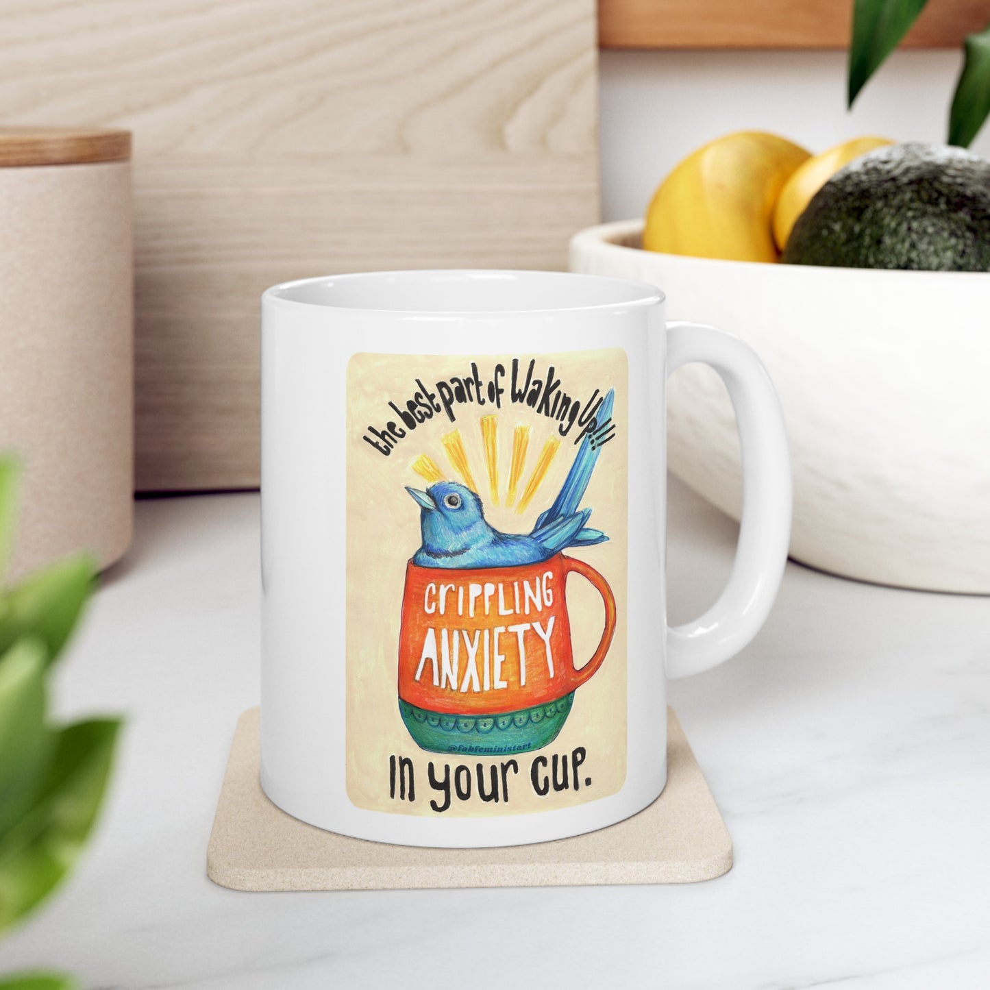 The best part of waking up crippling anxiety in your cup: mental health mug