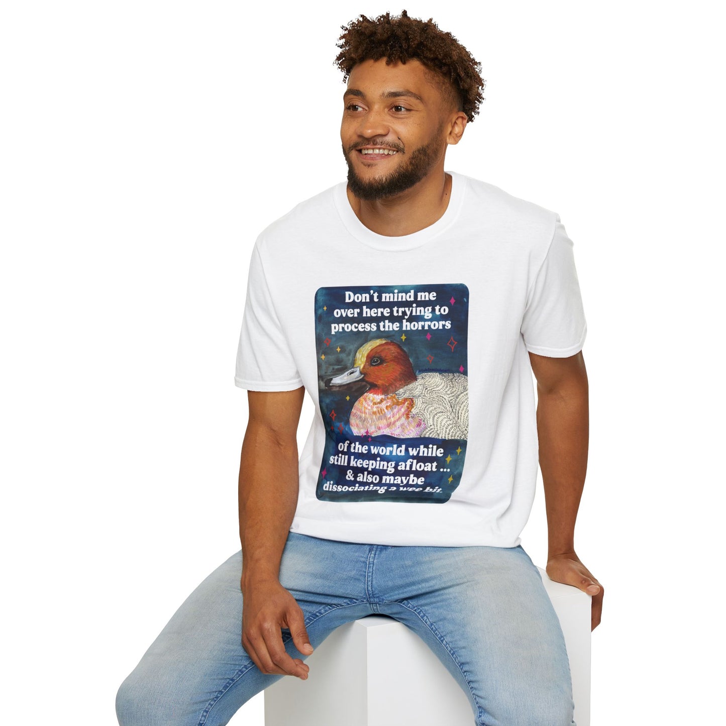 Don't mind me over here trying to process the horrors of the world while still keeping afloat: feminist shirt
