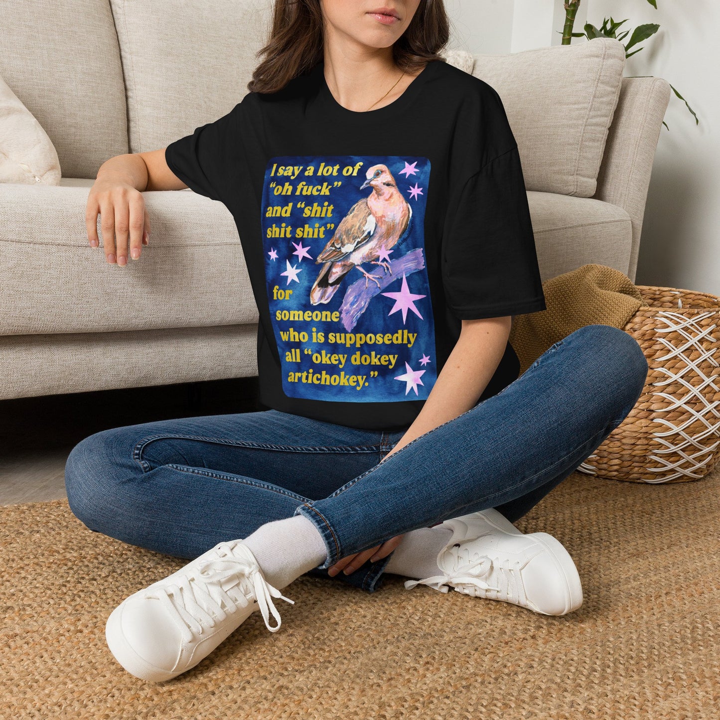 I say a lot of "oh fuck" and "shit shit shit" for someone who is supposedly all "okey dokey artichokey": feminist shirt