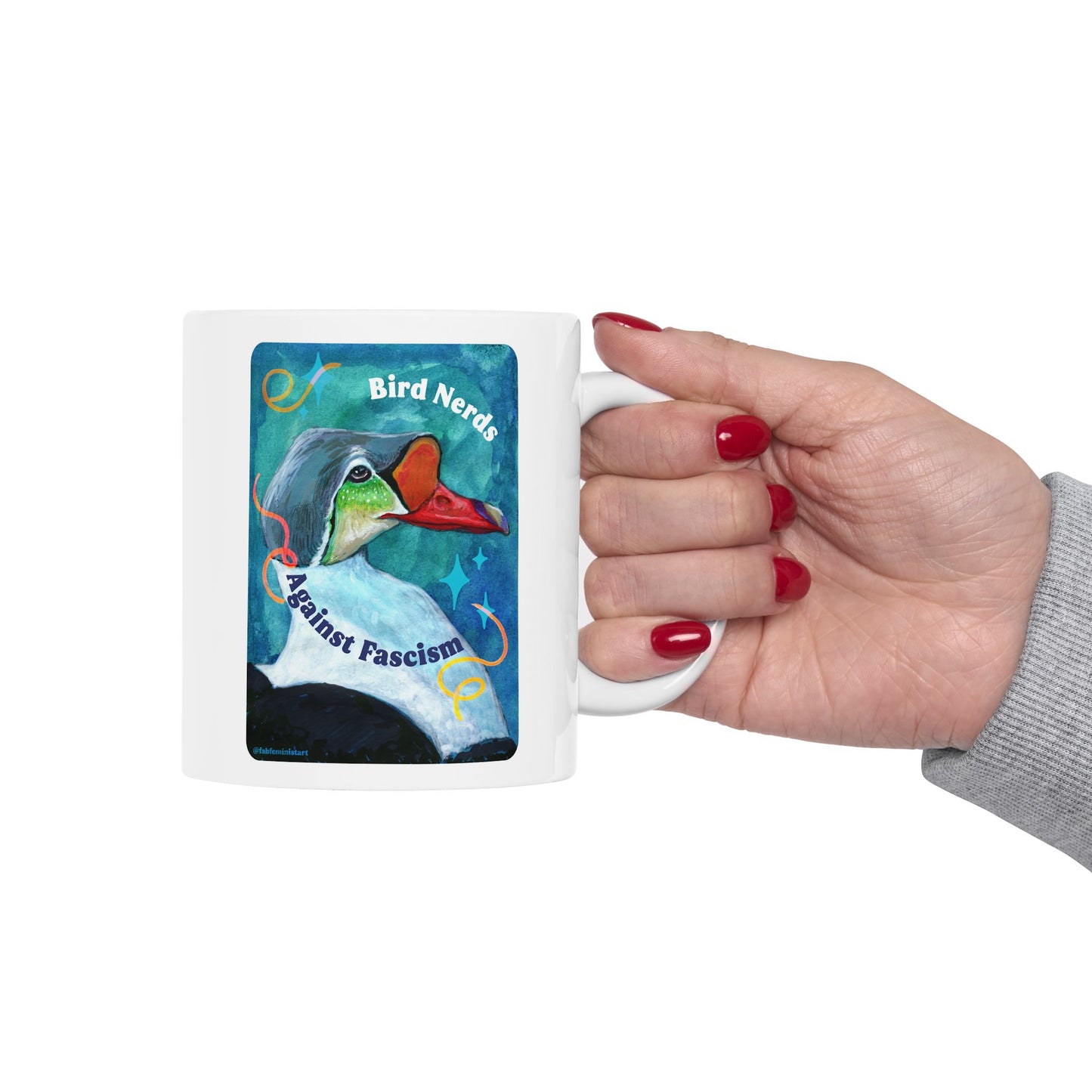 Bird Nerds Against Fascism: Feminist Mug