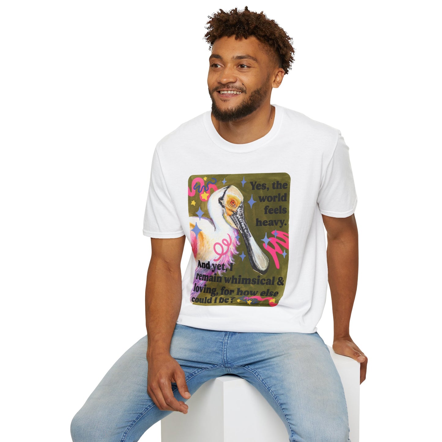 Yes, the world feels heavy. And yet, I remain whimsical & loving, for how else could I be: feminist shirt