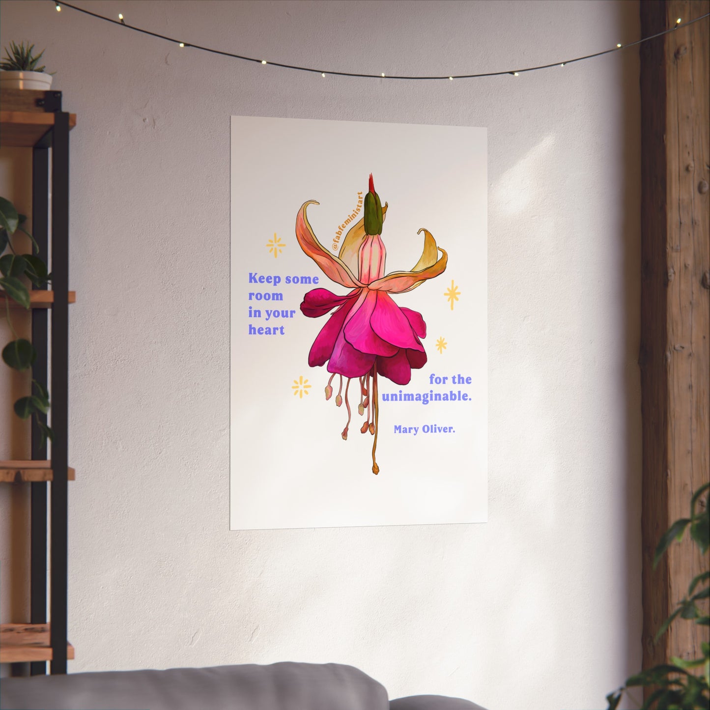 Keep some room in your heart for the unimaginable, Mary Oliver: Feminist Art Print