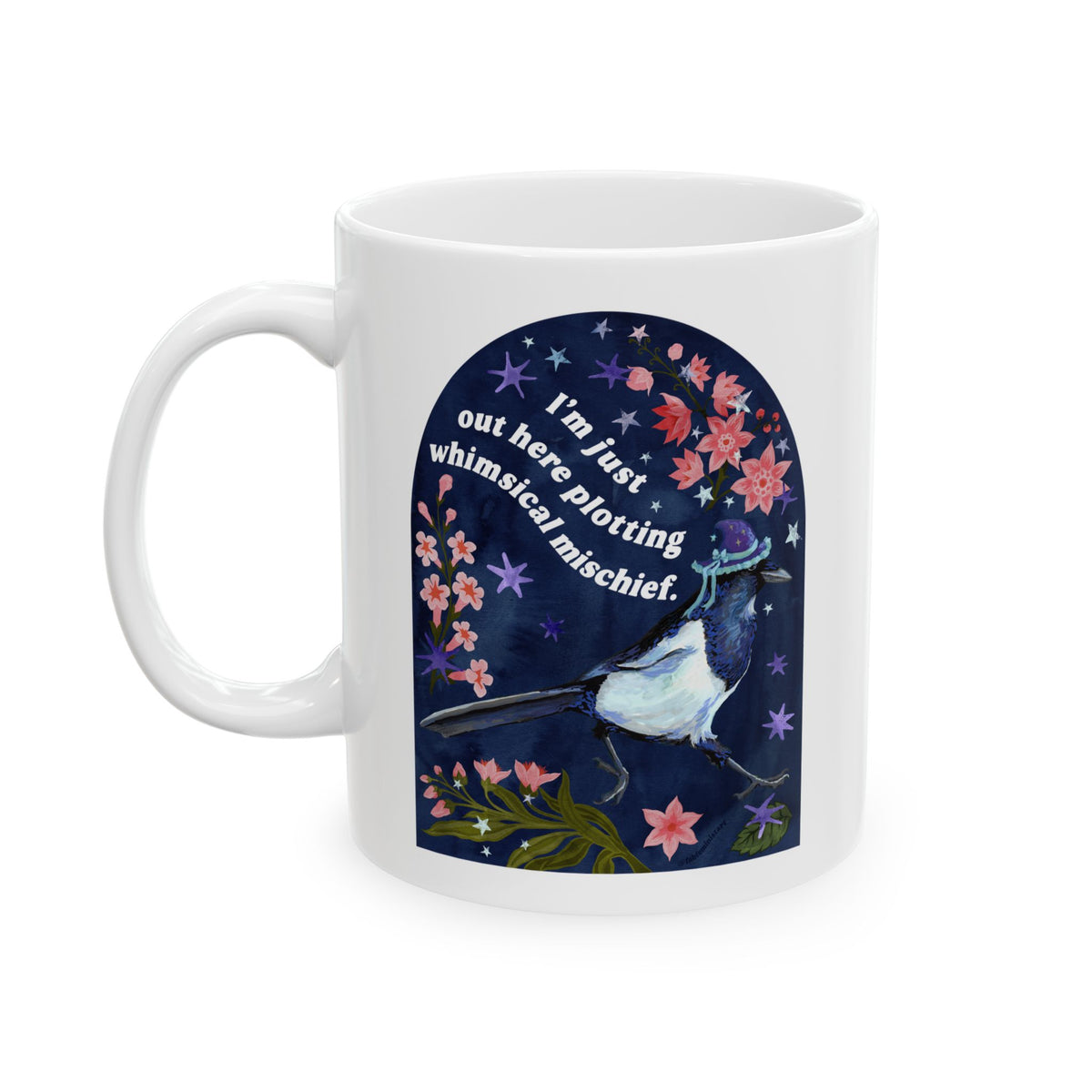 I'm just out here plotting whimsical mischief: magpie mug