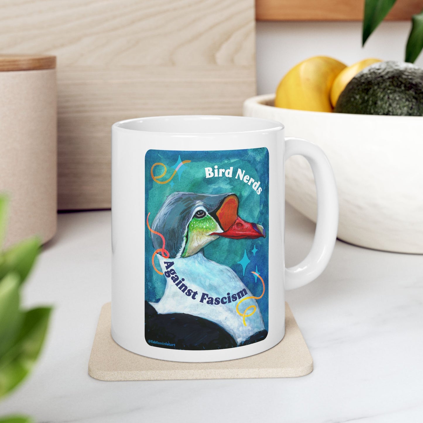 Bird Nerds Against Fascism: Feminist Mug