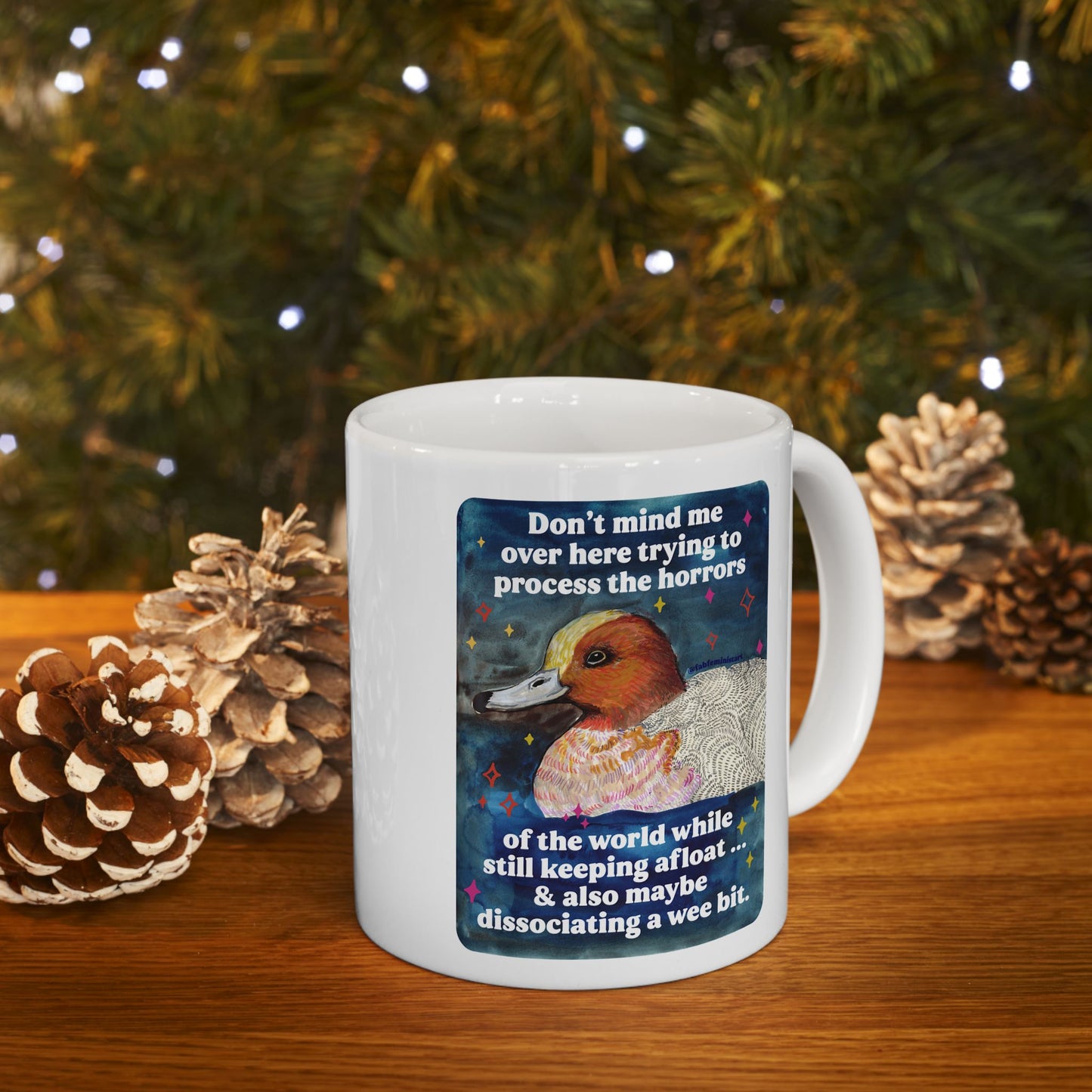 Don't mind me over here trying to process the horrors of the world while still keeping afloat: feminist mug