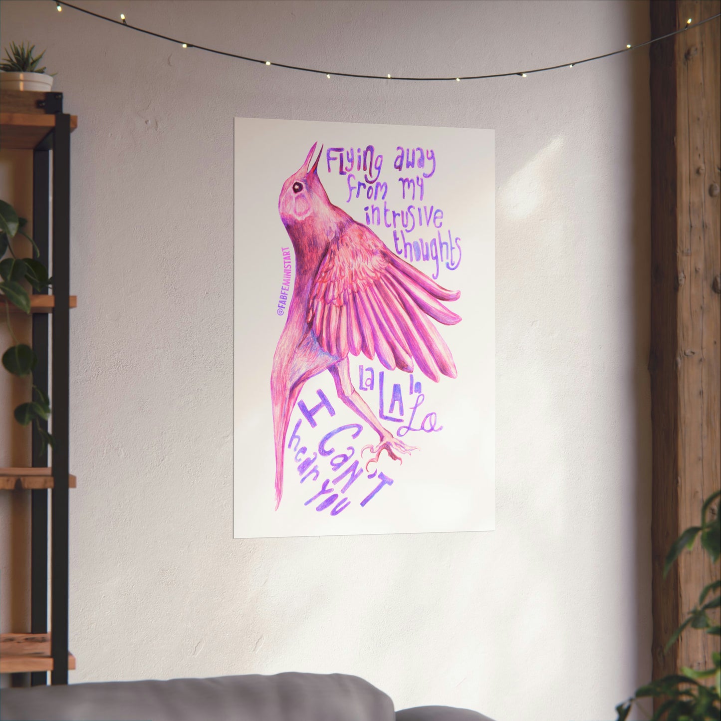 Flying Away From My Intrusive Thoughts: Mental Health Print