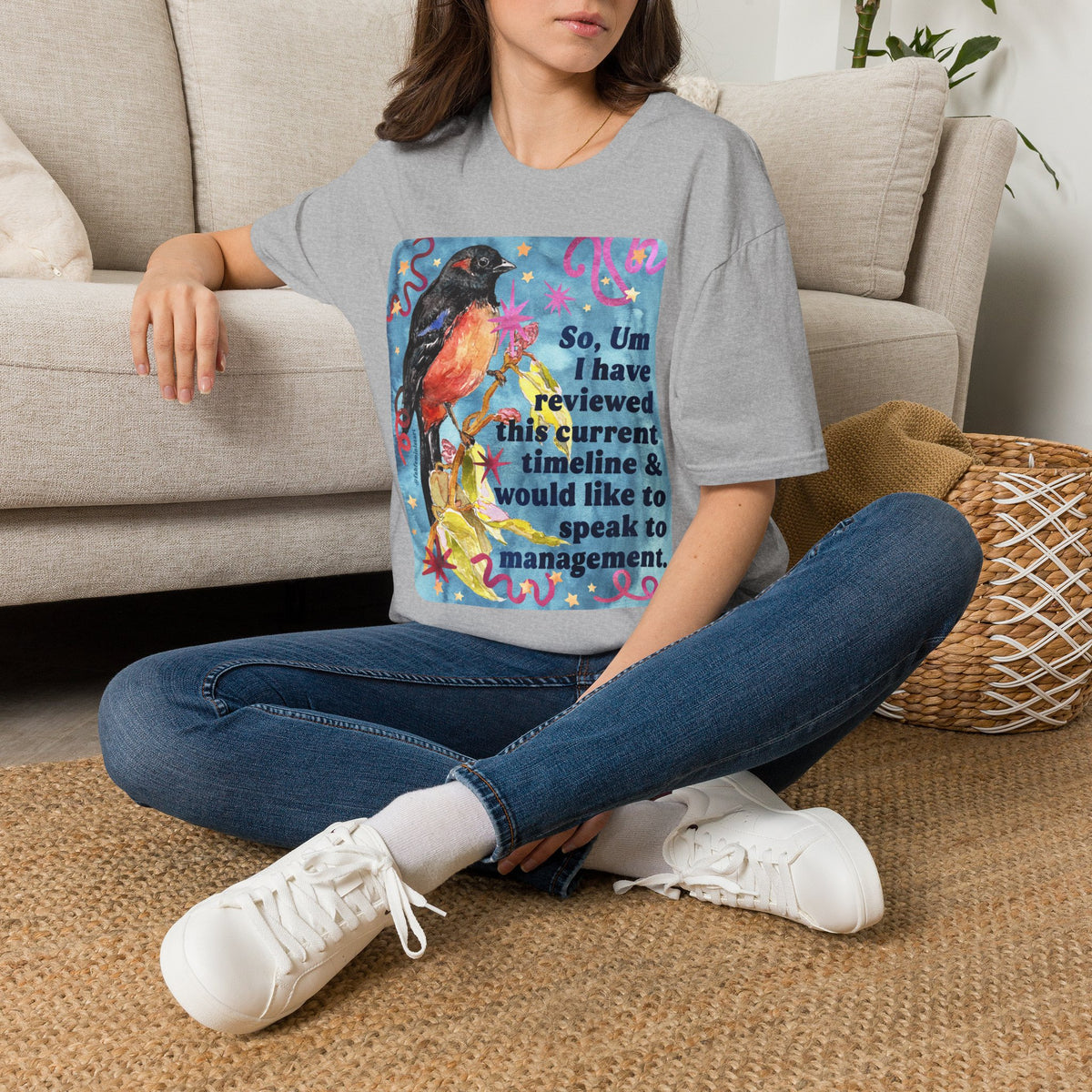 So Um I have reviewed this current timeline & would like to speak to management: feminist shirt