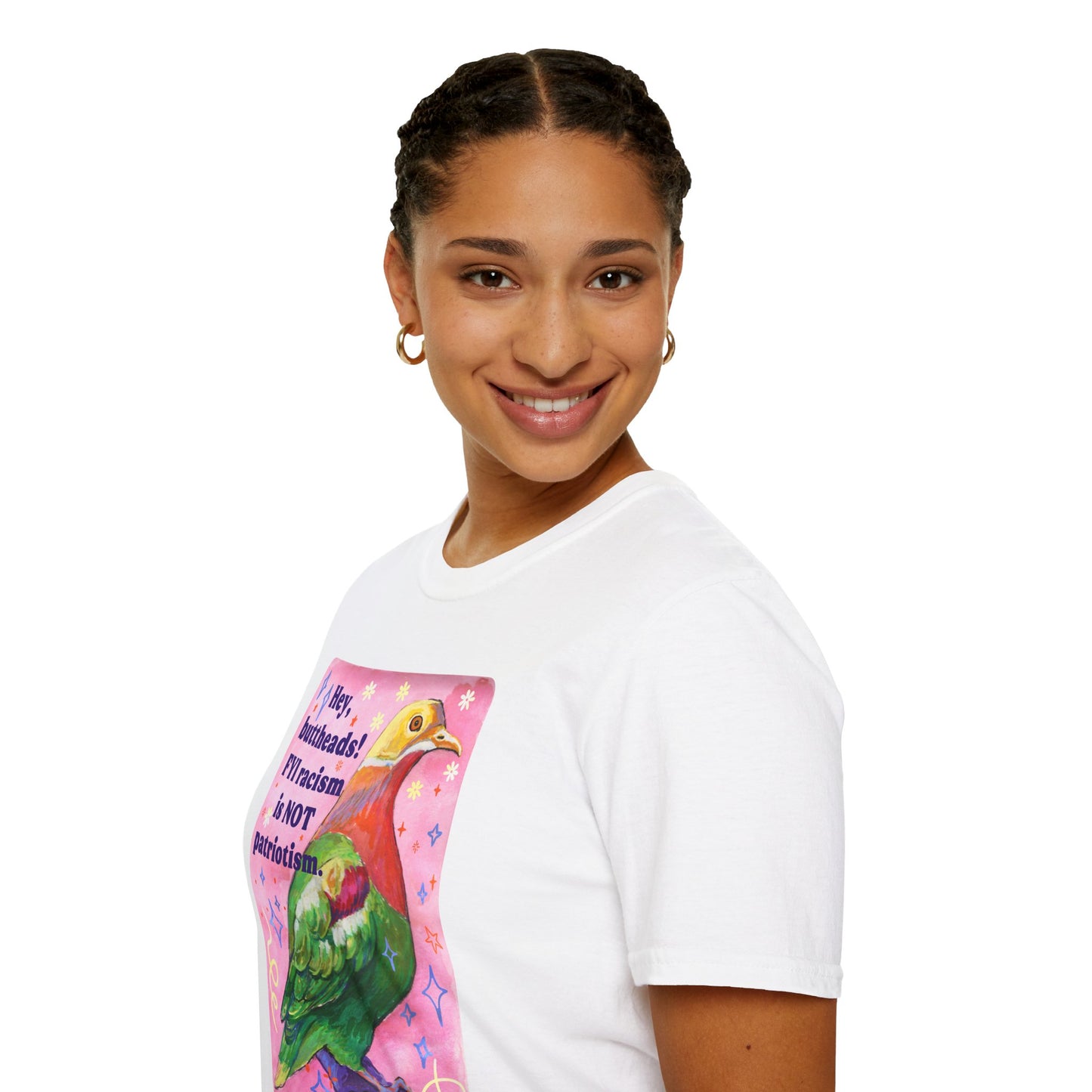 Hey, buttheads! FYI racism is NOT patriotism: feminist shirt