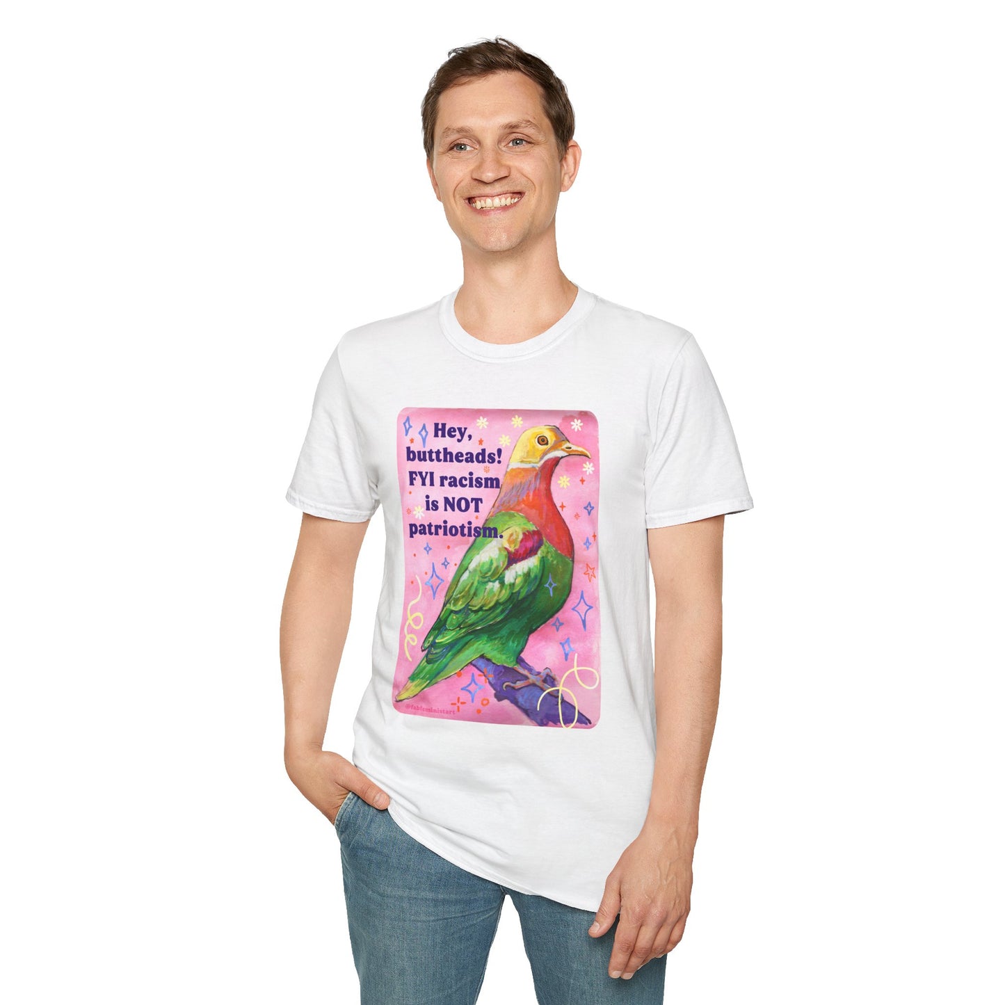 Hey, buttheads! FYI racism is NOT patriotism: feminist shirt