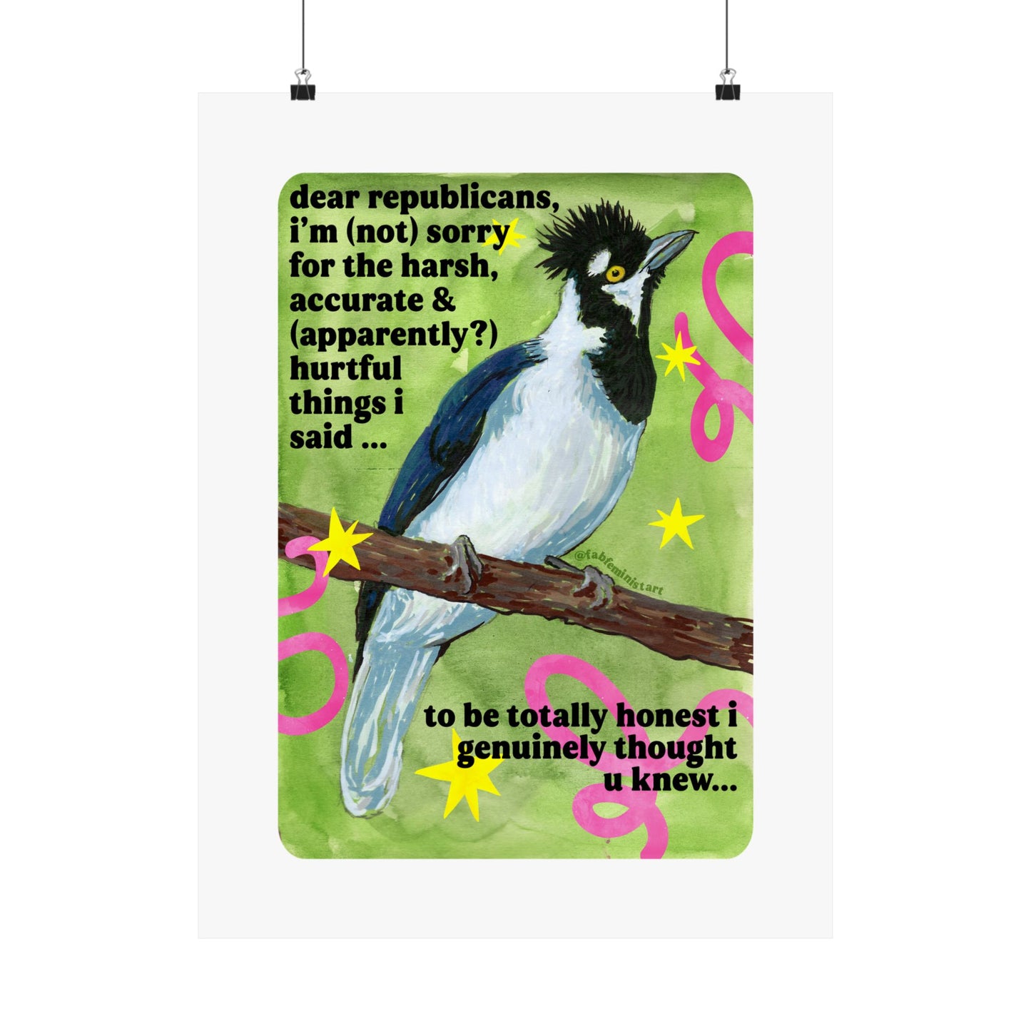 Dear Republicans I'm (Not) Sorry: feminist art print