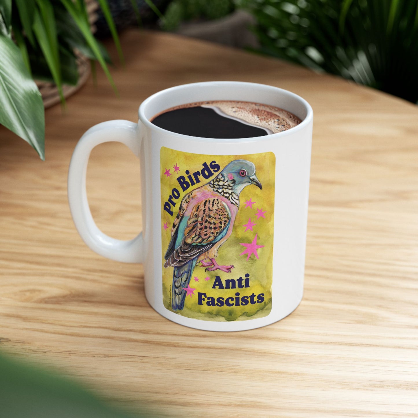 Pro Birds Anti Fascists: Feminist Mug