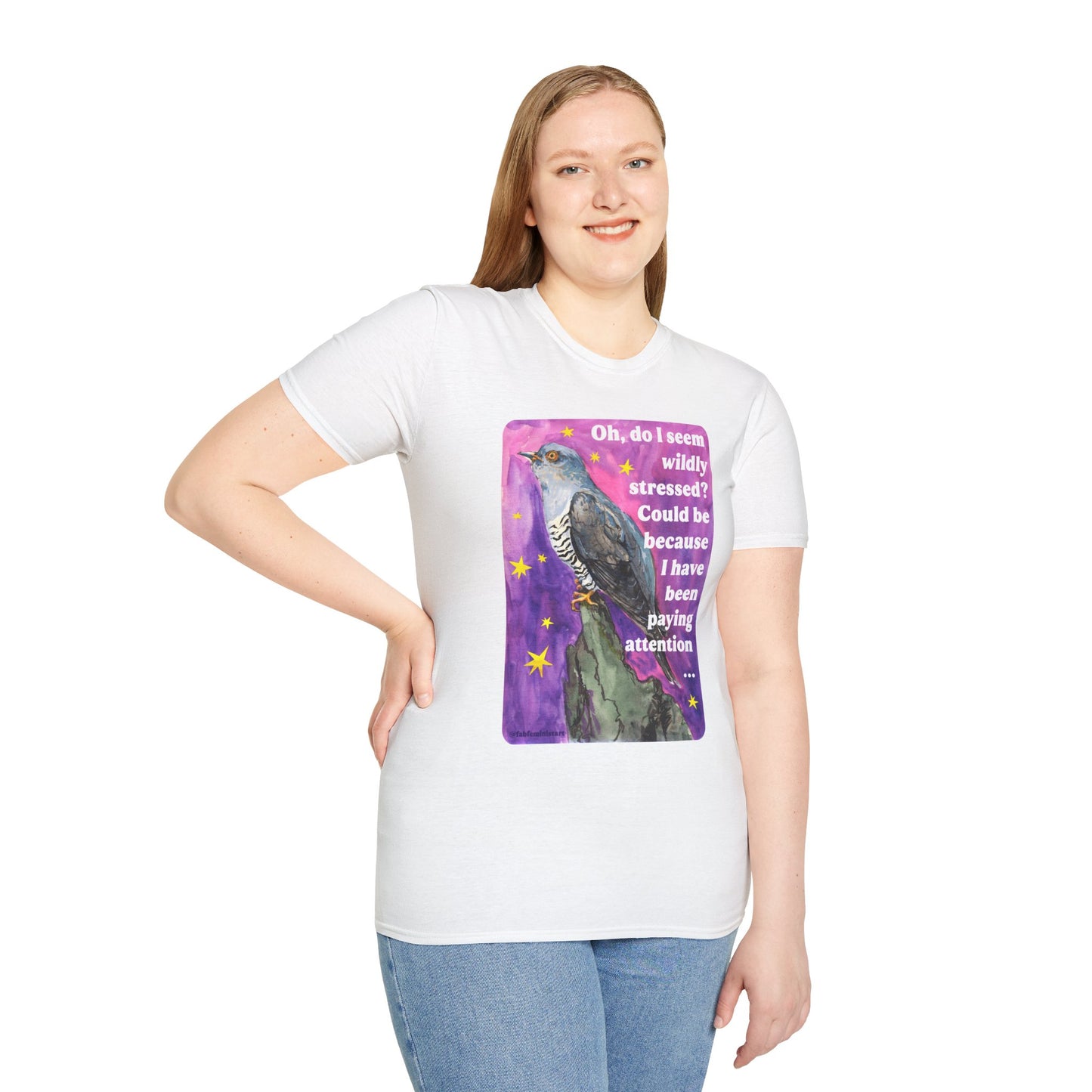 Oh, do I seem wildly stressed? Could be because I have been paying attention: feminist shirt
