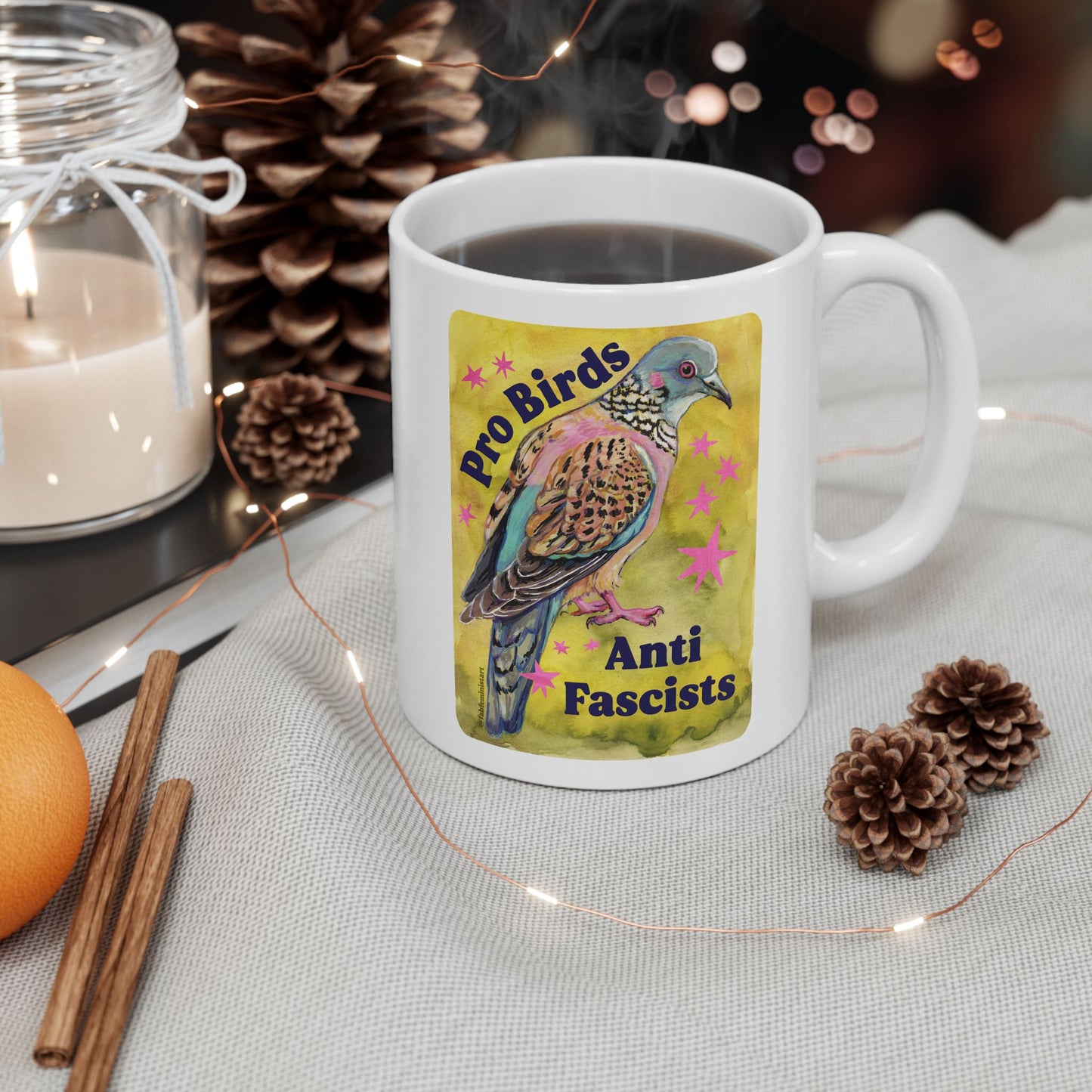 Pro Birds Anti Fascists: Feminist Mug
