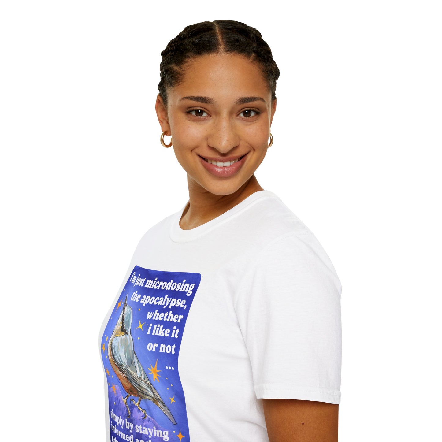 i'm just microdosing the apocalypse, whether i like it or not simply by staying informed and educated: feminist shirt