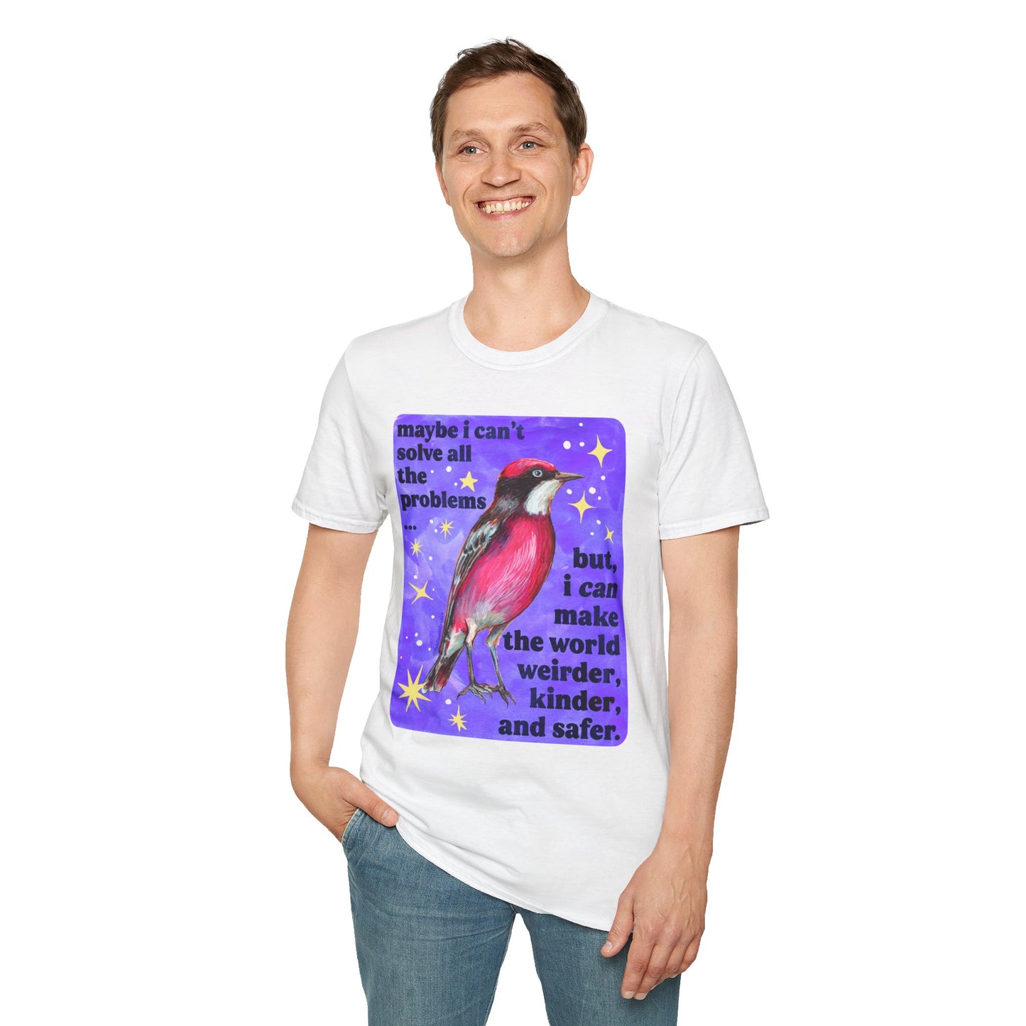 Maybe I Can't Solve All The Problems but I can make the world weirder kinder and safer: feminist shirt
