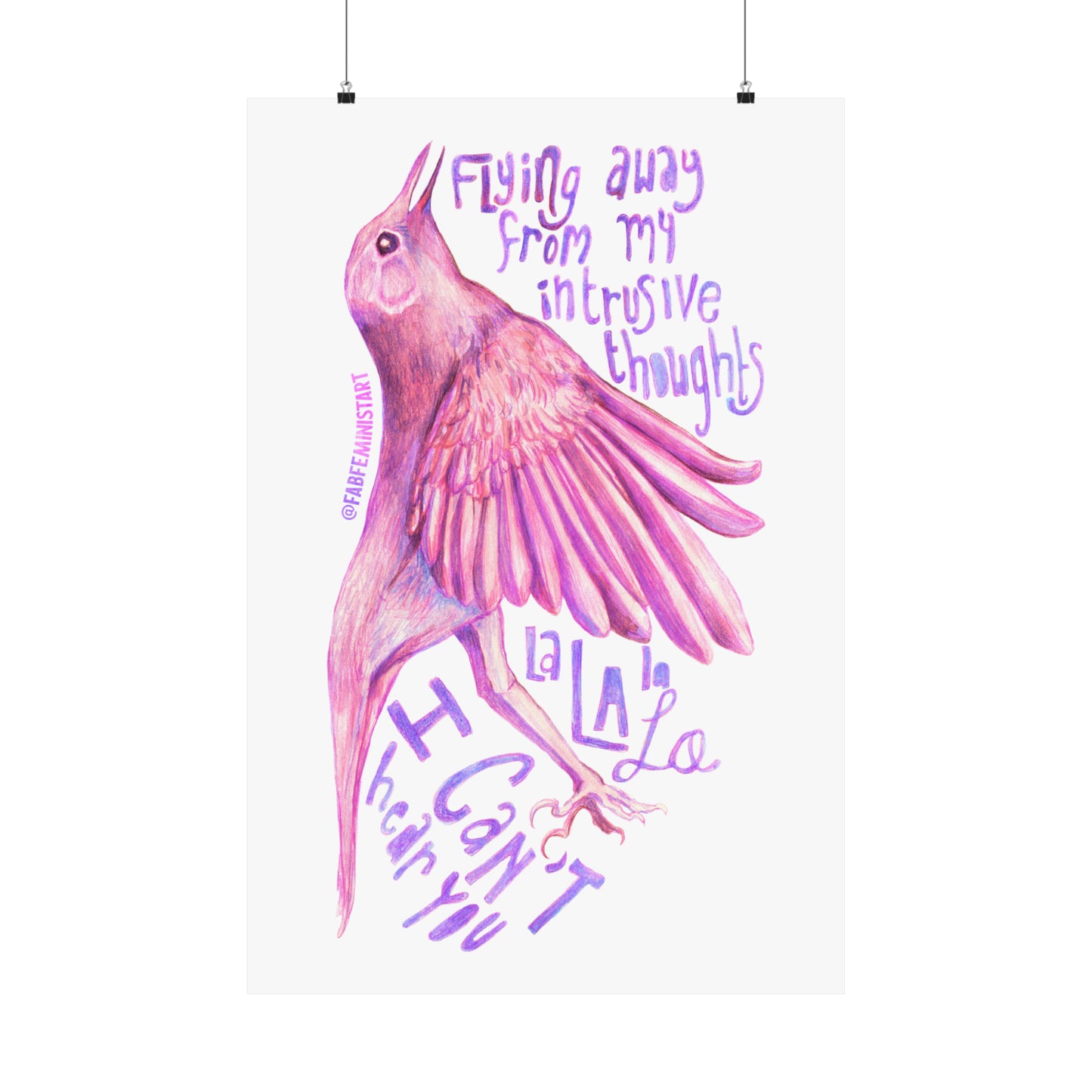 Flying Away From My Intrusive Thoughts: Mental Health Print