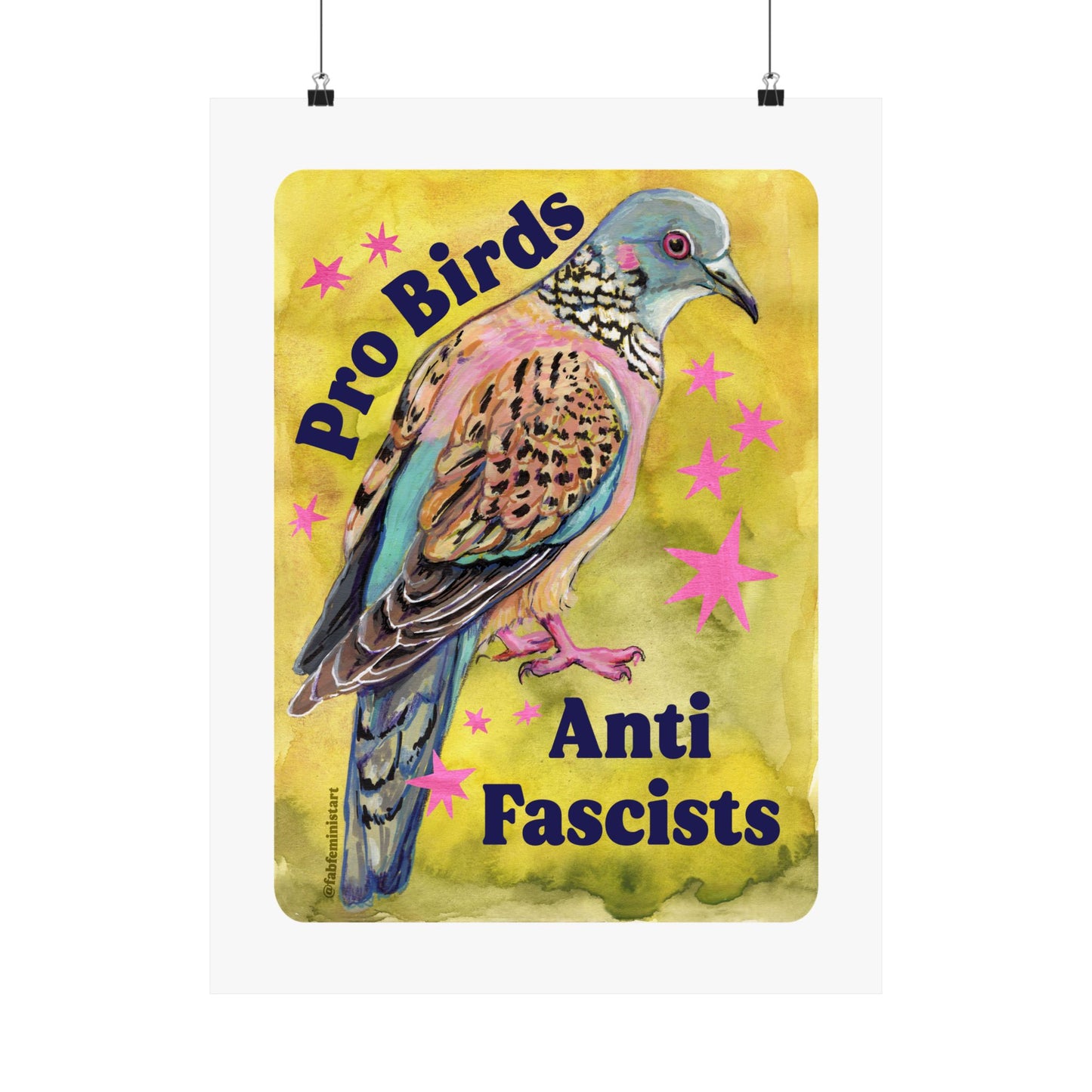 Pro Birds Anti Fascists: feminist art print