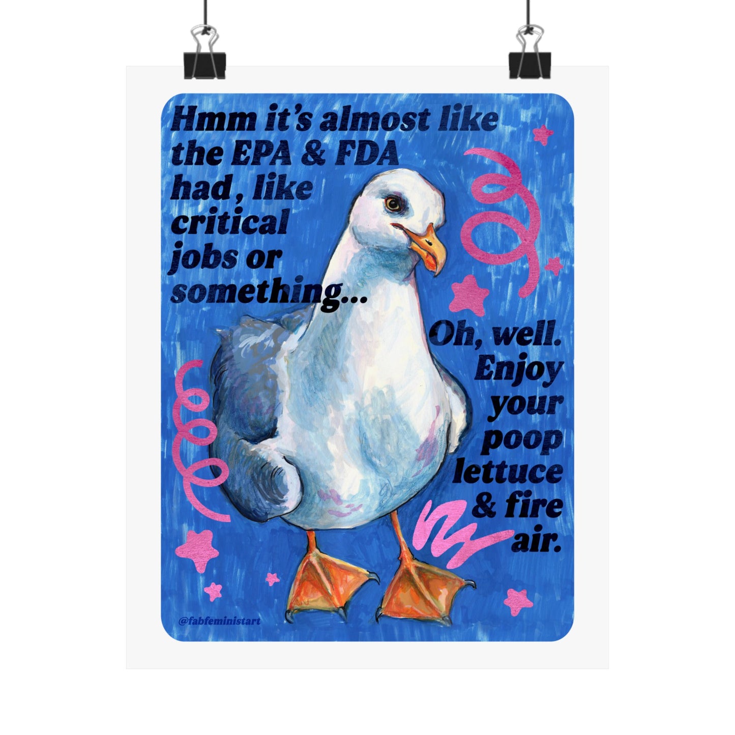 Hmm it's almost like the EPA & FDA had, like, critical jobs or something: feminist art print
