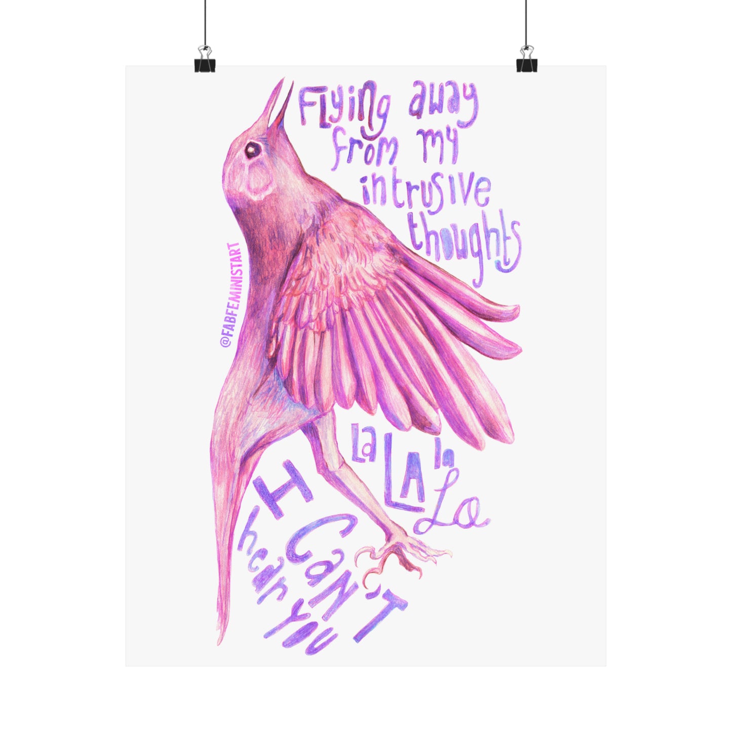 Flying Away From My Intrusive Thoughts: Mental Health Print